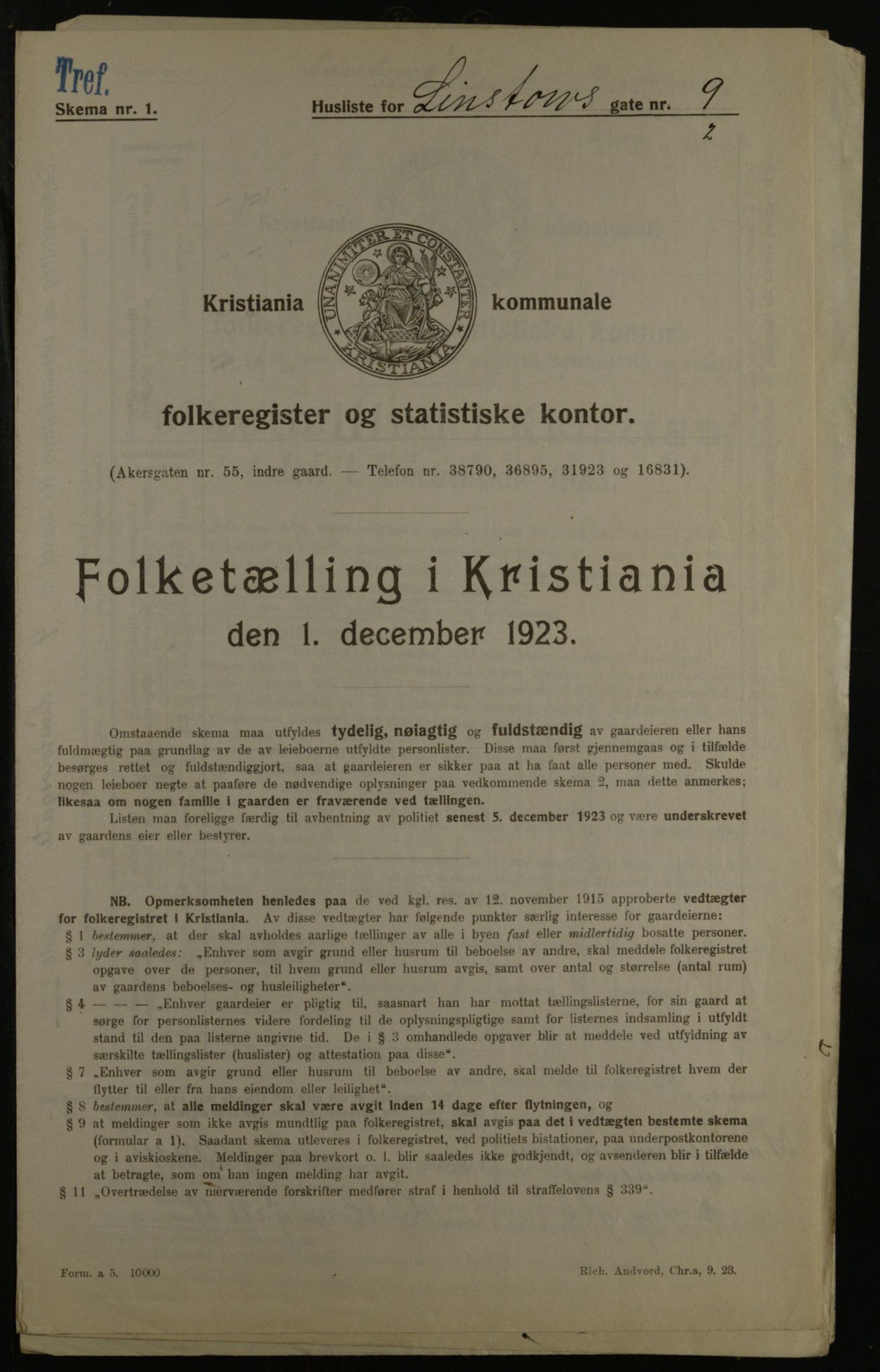 OBA, Municipal Census 1923 for Kristiania, 1923, p. 64267