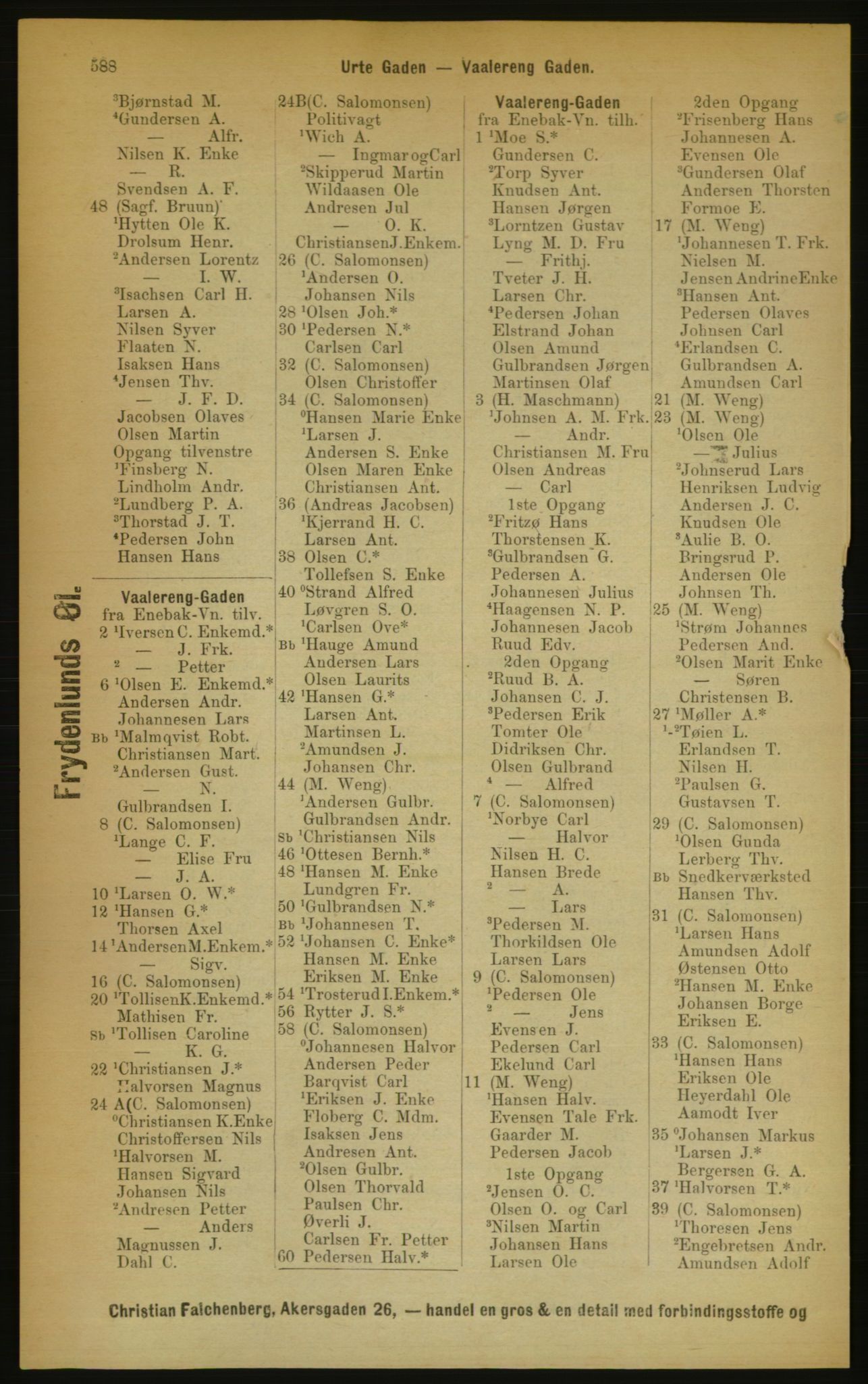 Kristiania/Oslo adressebok, PUBL/-, 1889, p. 588