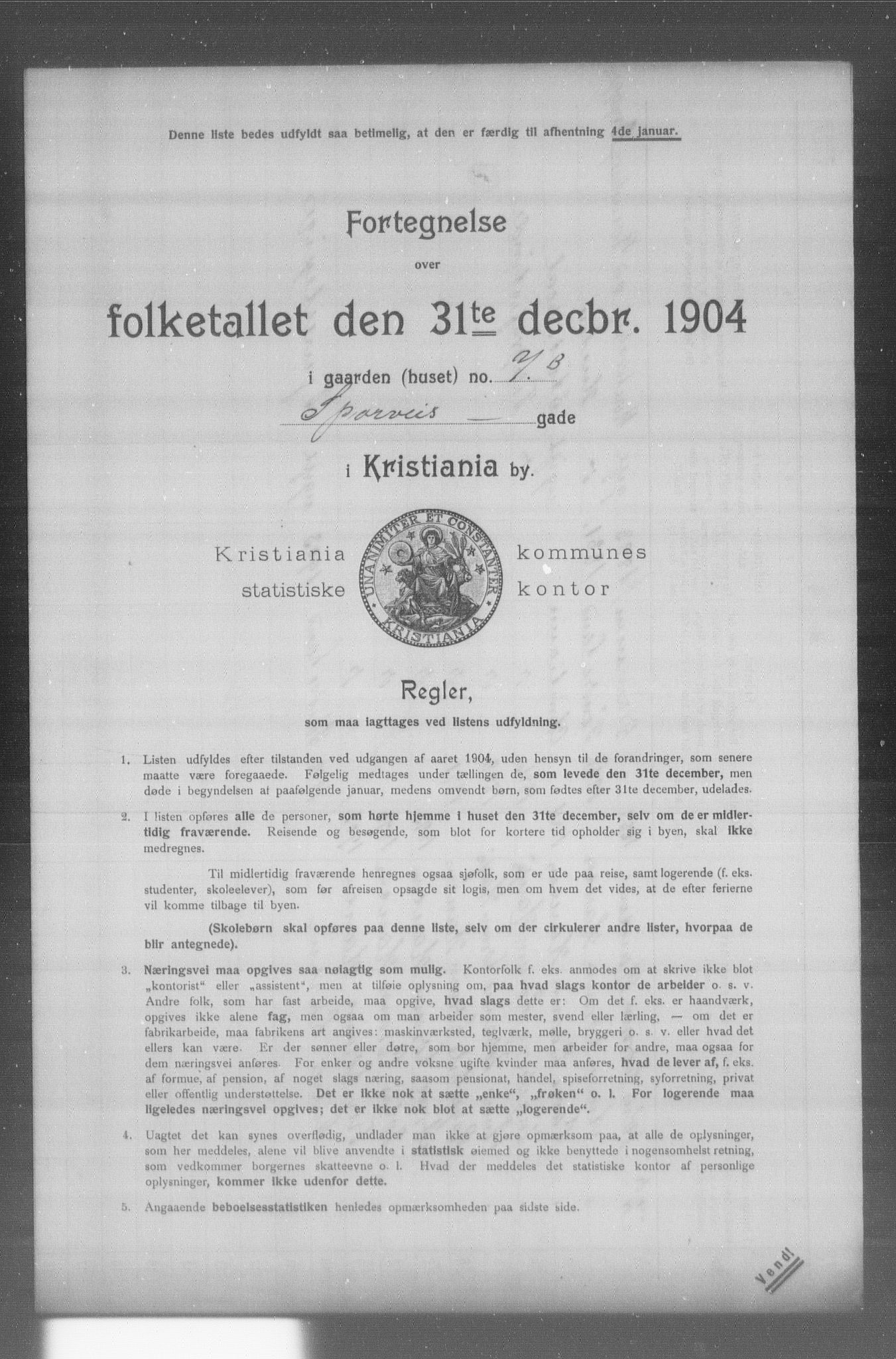 OBA, Municipal Census 1904 for Kristiania, 1904, p. 19051