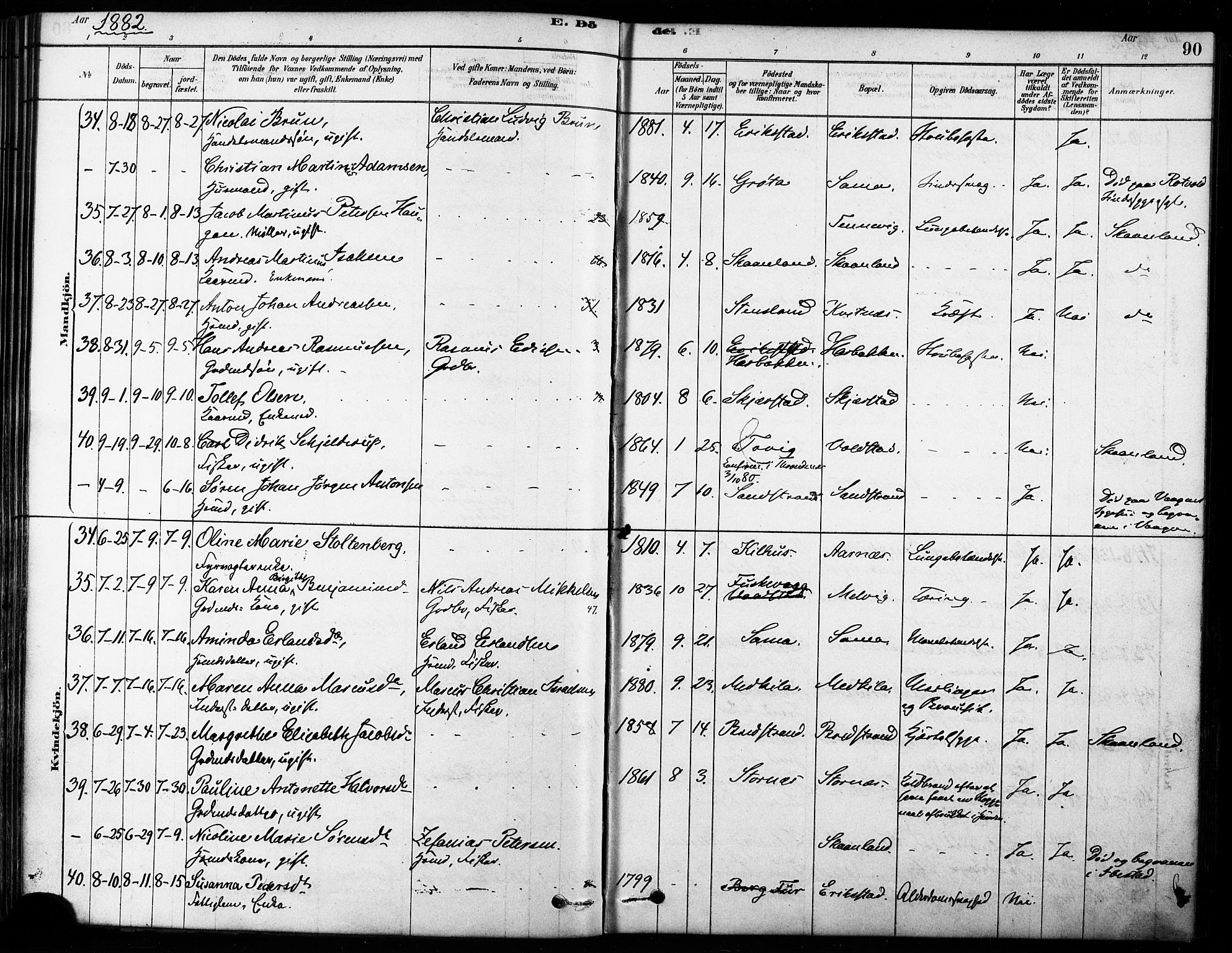 Trondenes sokneprestkontor, AV/SATØ-S-1319/H/Ha/L0015kirke: Parish register (official) no. 15, 1878-1889, p. 90