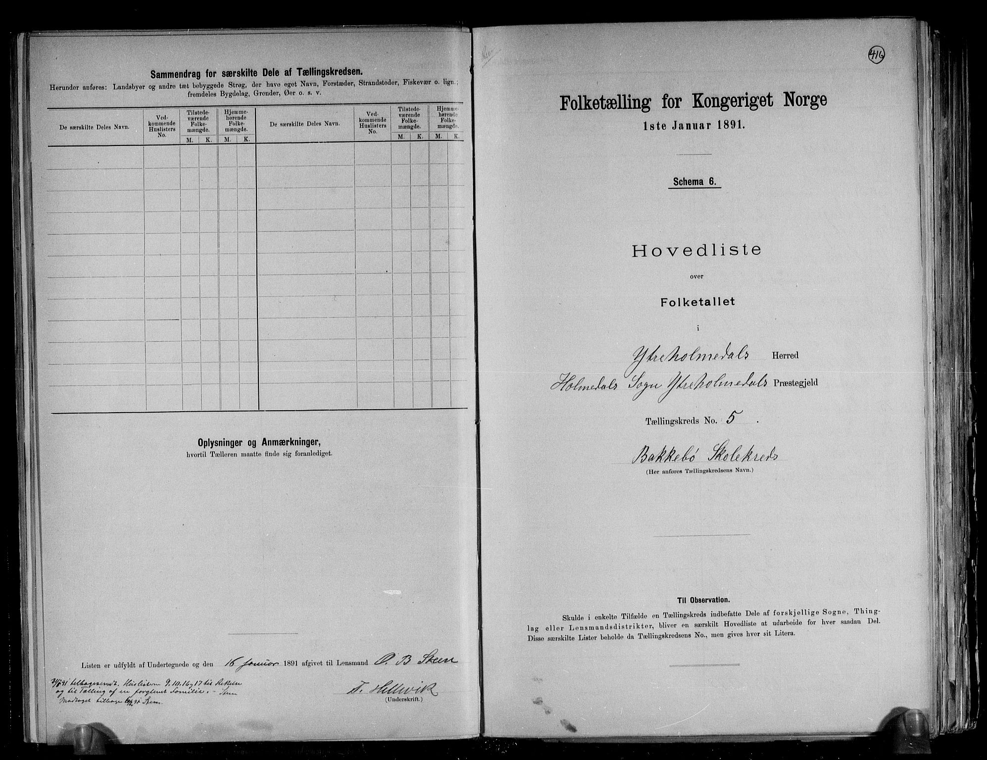 RA, 1891 census for 1429 Ytre Holmedal, 1891, p. 14