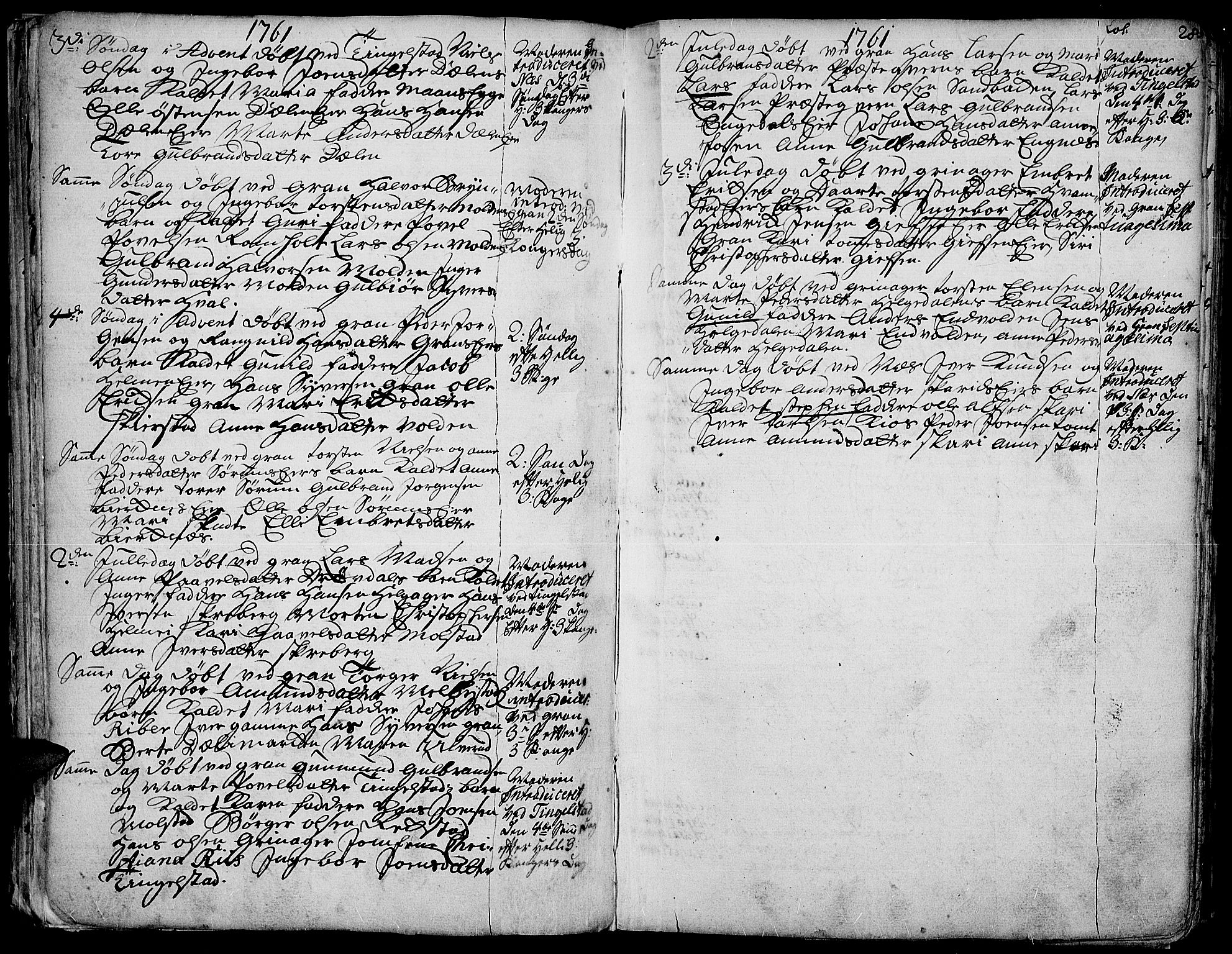 Gran prestekontor, AV/SAH-PREST-112/H/Ha/Haa/L0004: Parish register (official) no. 4, 1759-1775, p. 28