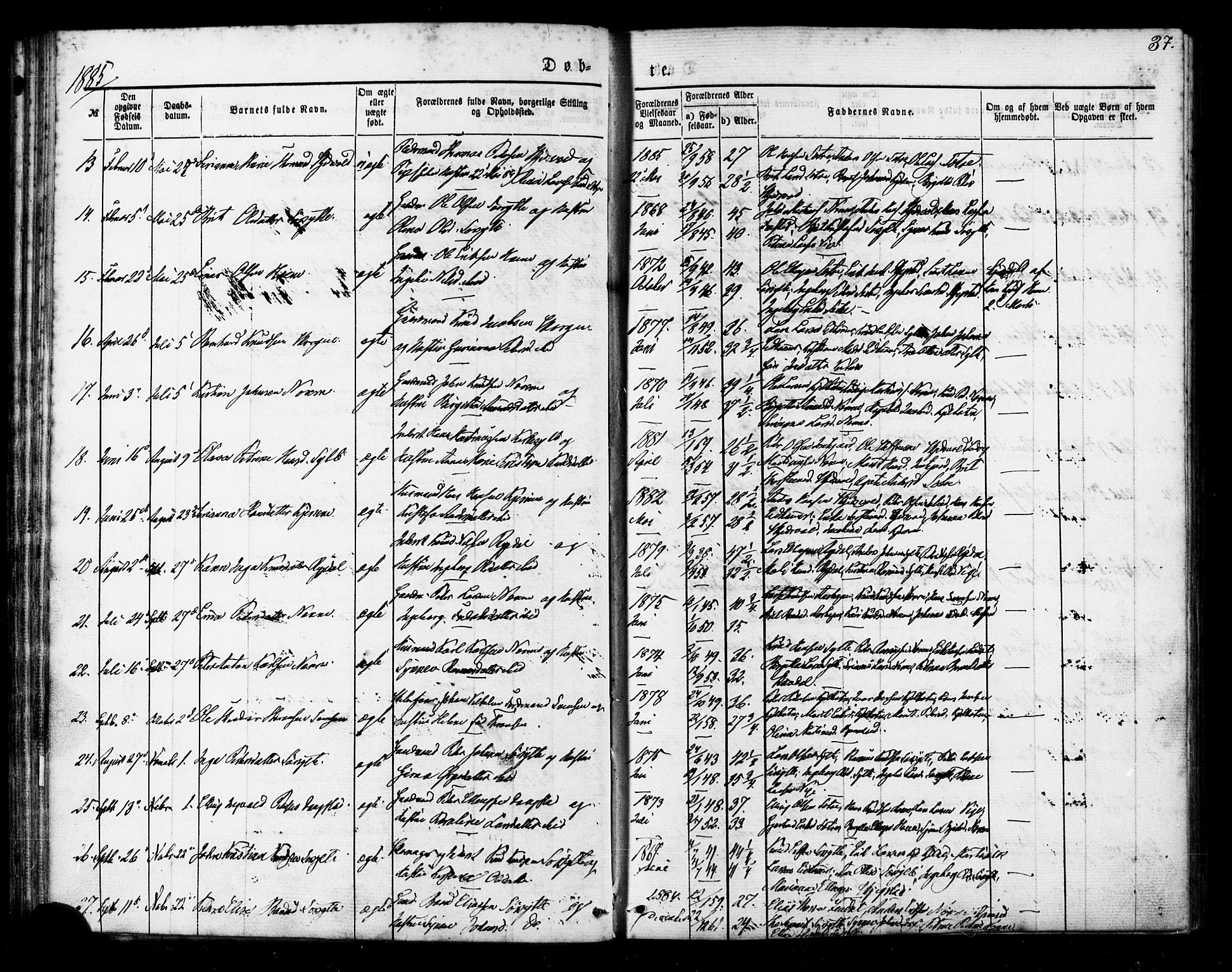 Ministerialprotokoller, klokkerbøker og fødselsregistre - Møre og Romsdal, SAT/A-1454/541/L0545: Parish register (official) no. 541A02, 1872-1886, p. 37