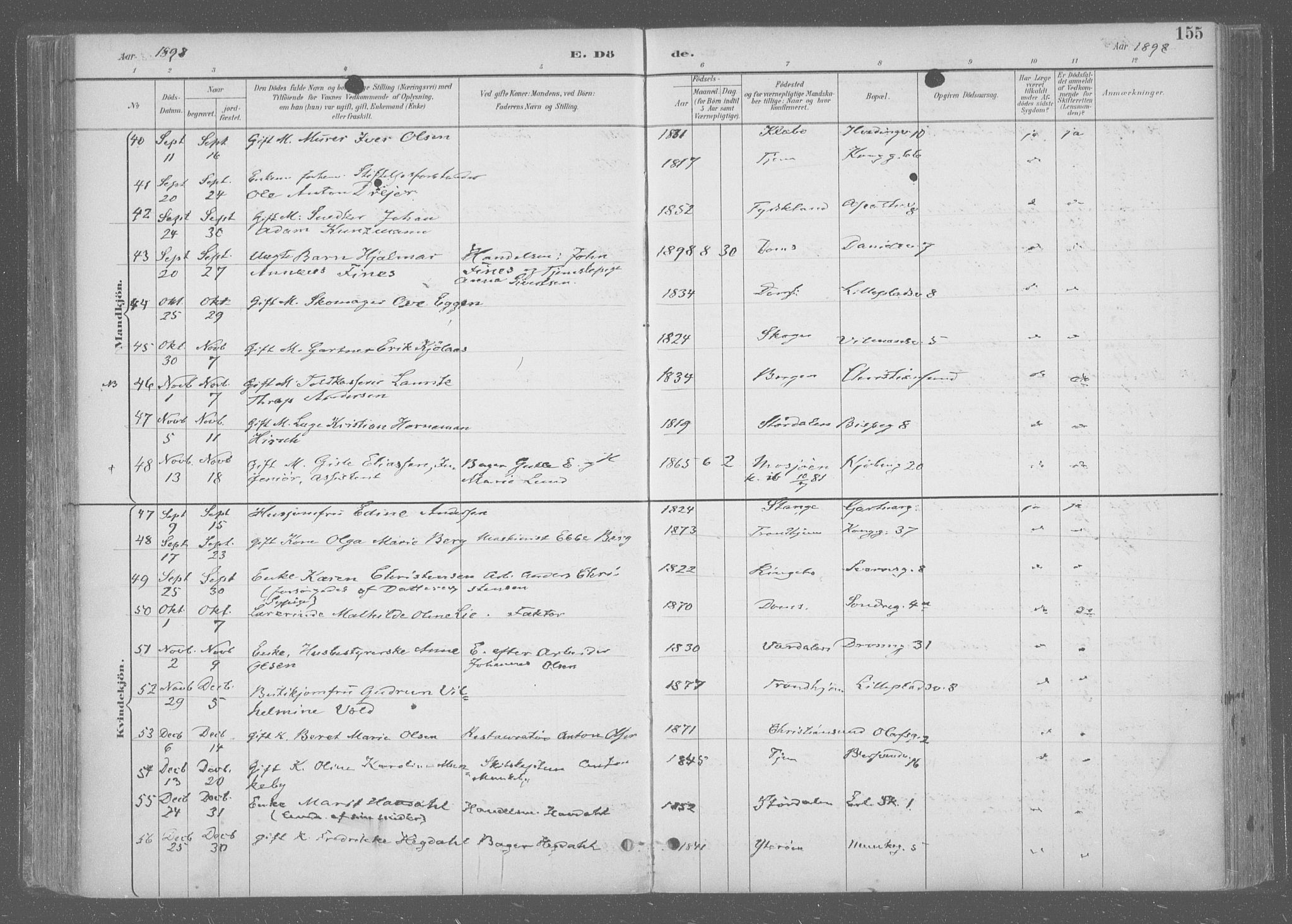 Ministerialprotokoller, klokkerbøker og fødselsregistre - Sør-Trøndelag, SAT/A-1456/601/L0064: Parish register (official) no. 601A31, 1891-1911, p. 155
