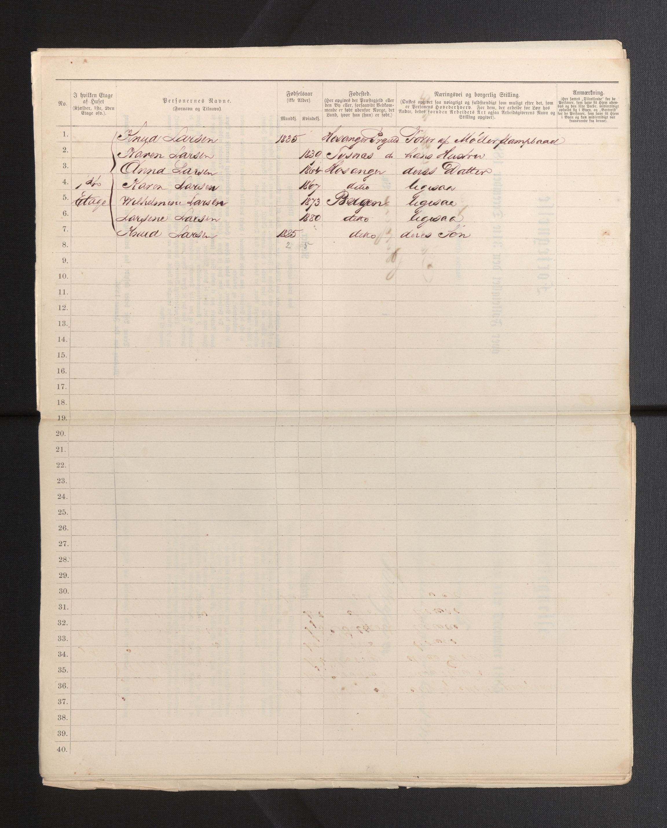 SAB, 1885 census for 1301 Bergen, 1885, p. 6059