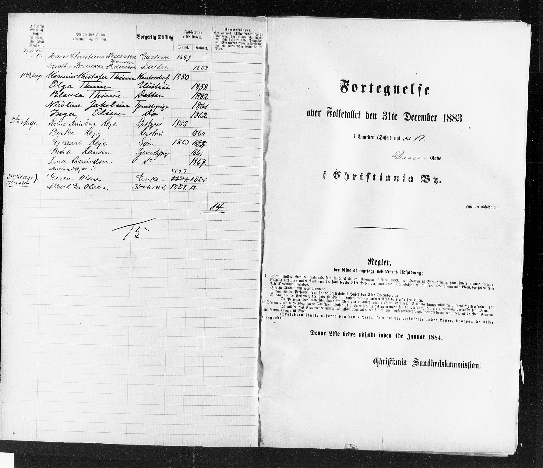 OBA, Municipal Census 1883 for Kristiania, 1883, p. 628