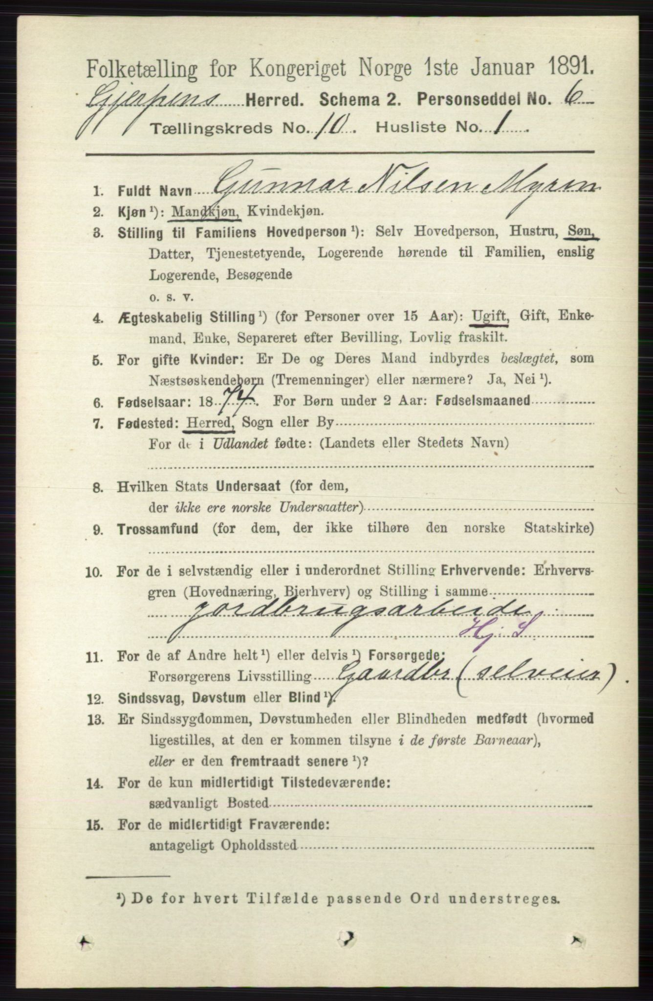 RA, 1891 census for 0812 Gjerpen, 1891, p. 6142