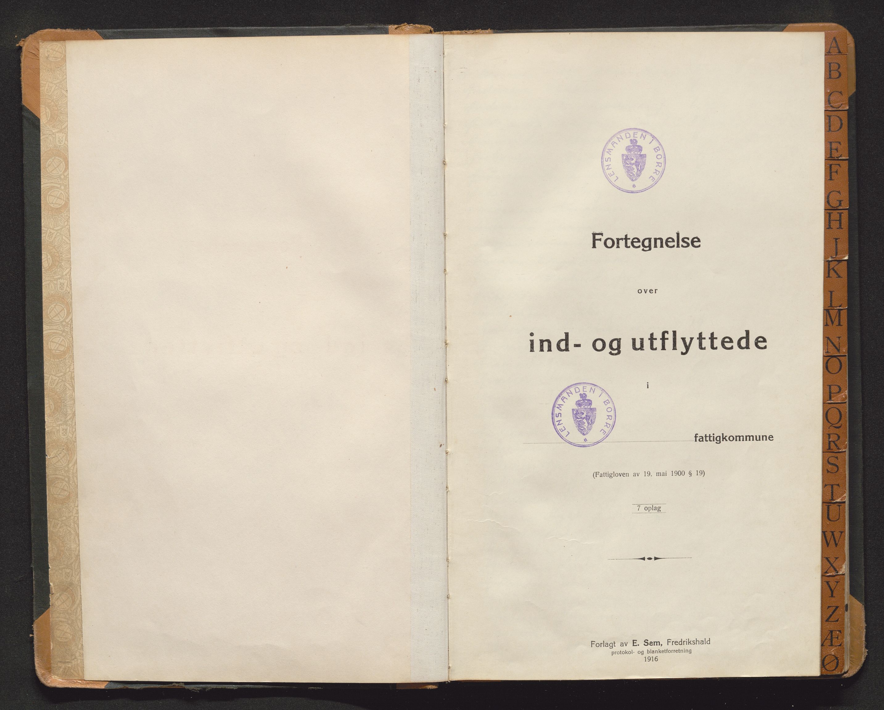 Borre lensmannskontor, AV/SAKO-A-533/O/Oa/L0004: Protokoll over inn- og utflyttede, 1918-1922