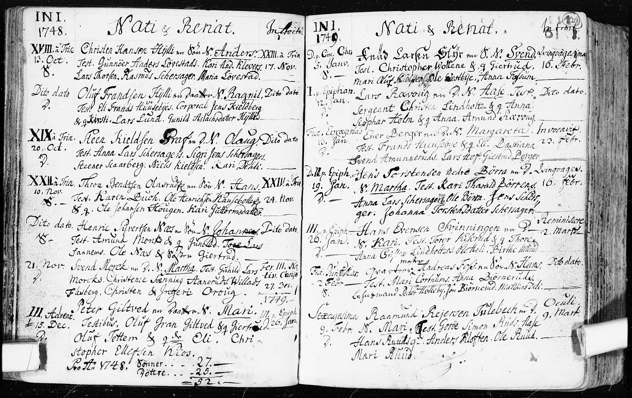 Spydeberg prestekontor Kirkebøker, AV/SAO-A-10924/F/Fa/L0002: Parish register (official) no. I 2, 1739-1780, p. 100