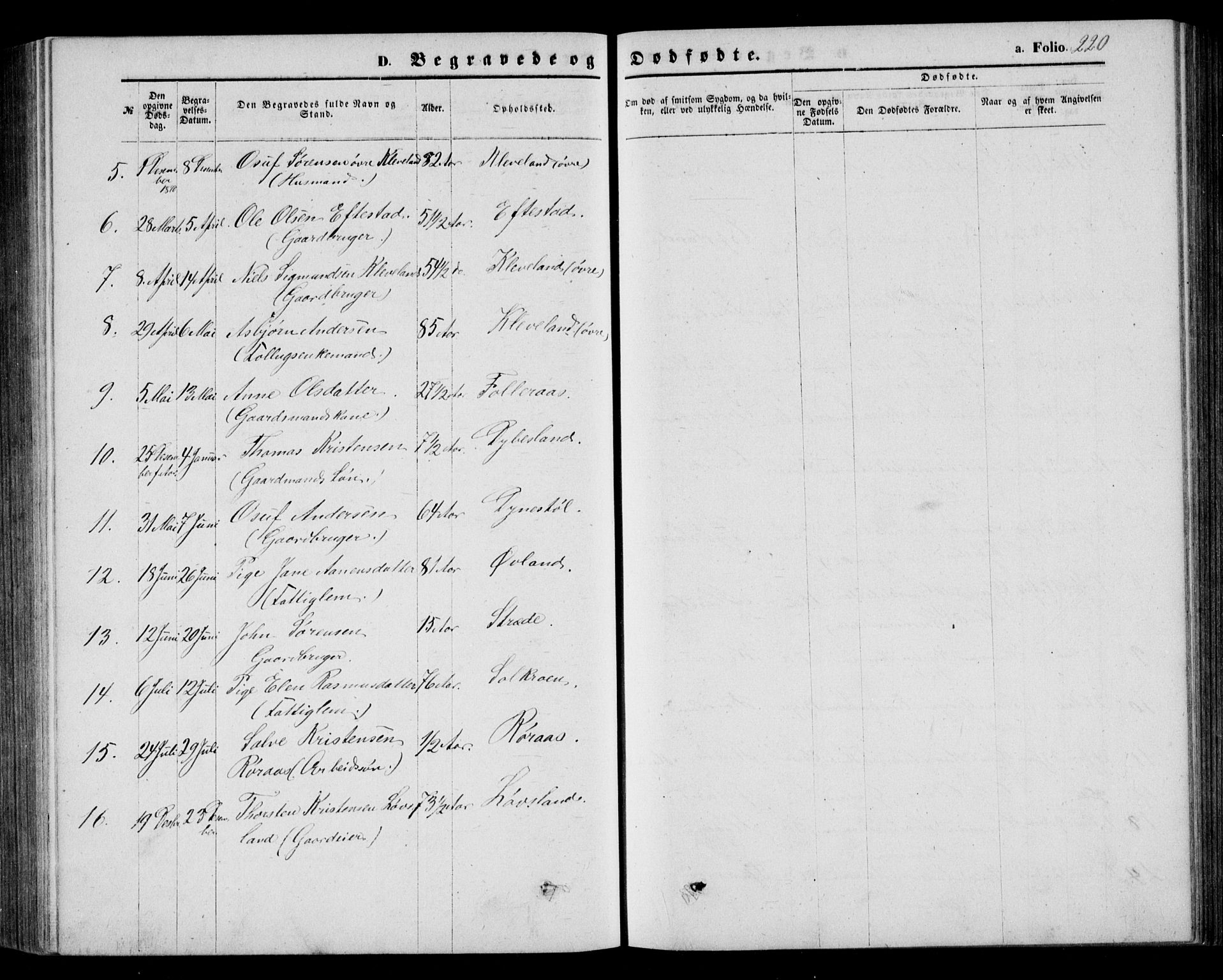 Bjelland sokneprestkontor, AV/SAK-1111-0005/F/Fb/Fbb/L0004: Parish register (copy) no. B 4, 1867-1887, p. 220