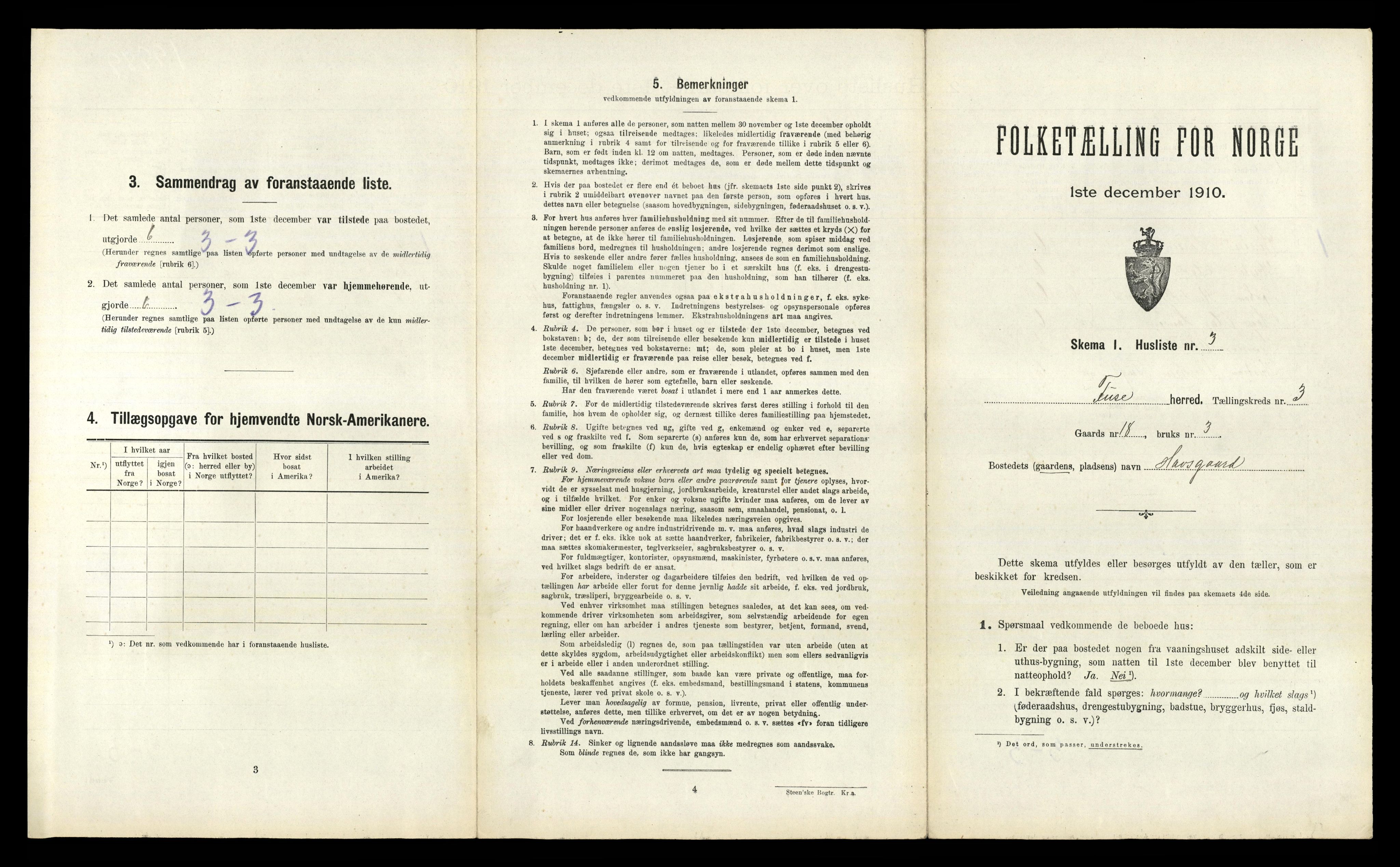 RA, 1910 census for Fusa, 1910, p. 190