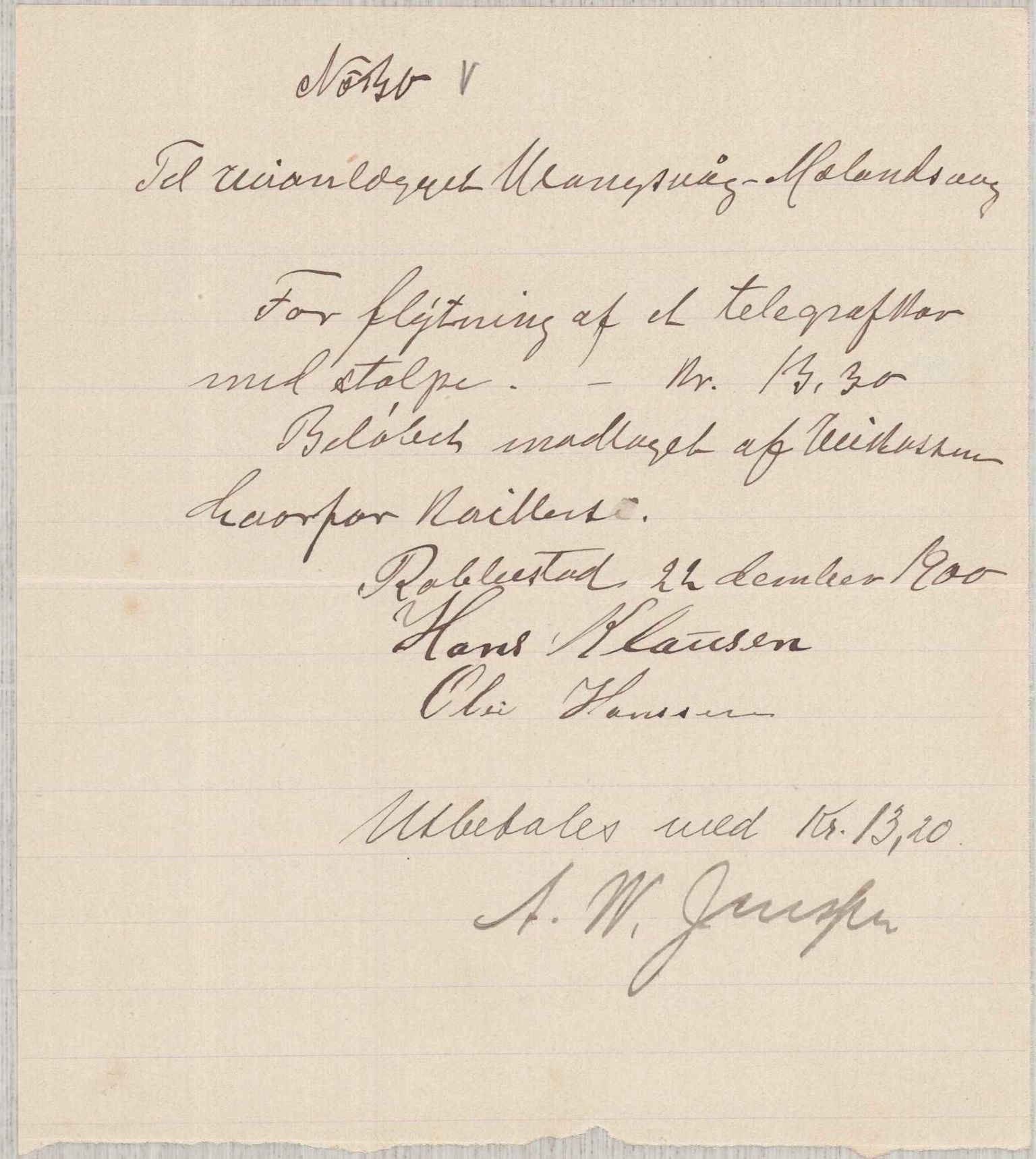 Finnaas kommune. Formannskapet, IKAH/1218a-021/E/Ea/L0002/0001: Rekneskap for veganlegg / Rekneskap for veganlegget Urangsvåg - Mælandsvåg, 1898-1900, p. 174