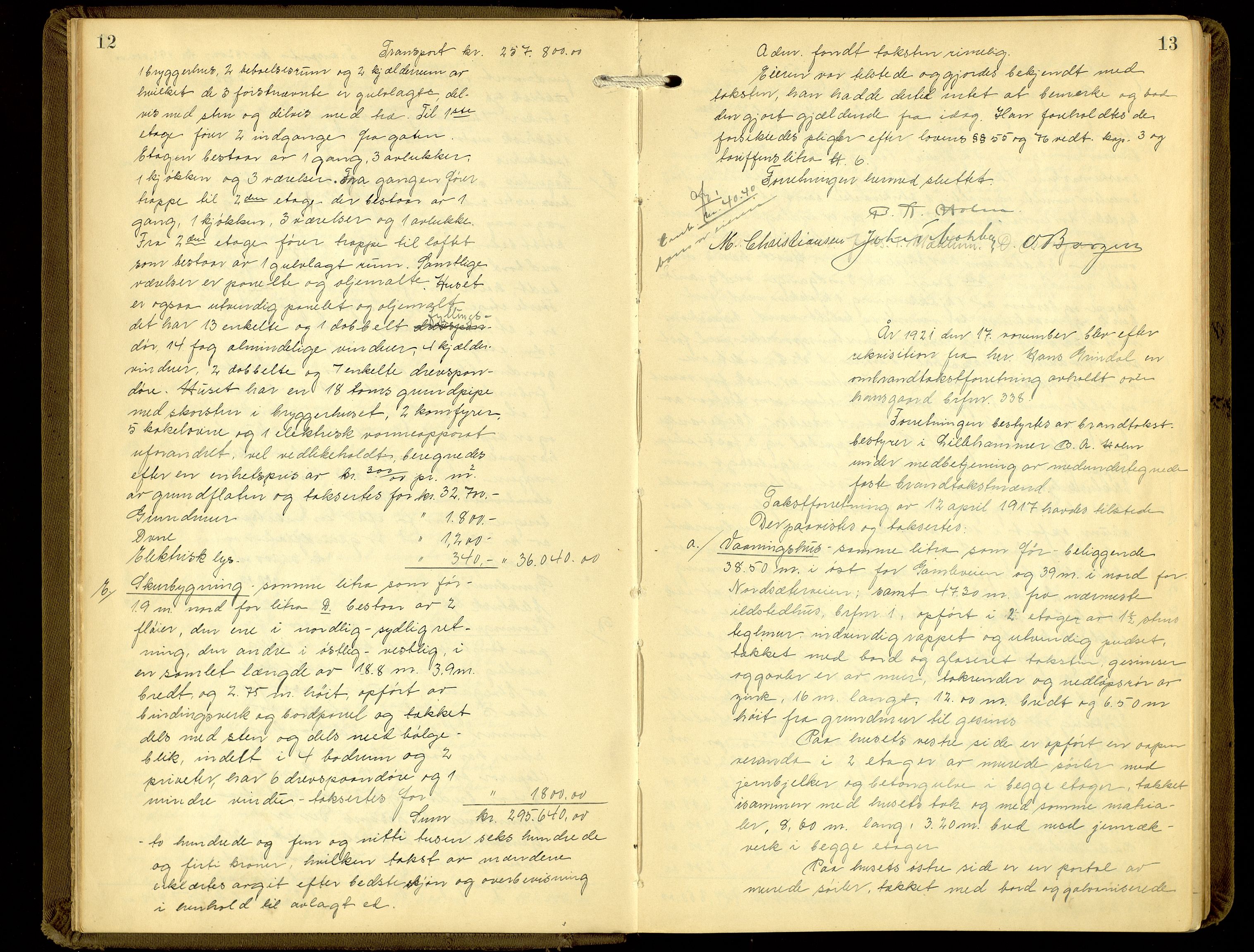 Norges Brannkasse, Lillehammer, AV/SAH-NBRANL-042/F/L0008: Branntakstprotokoll, 1921-1926, p. 12-13