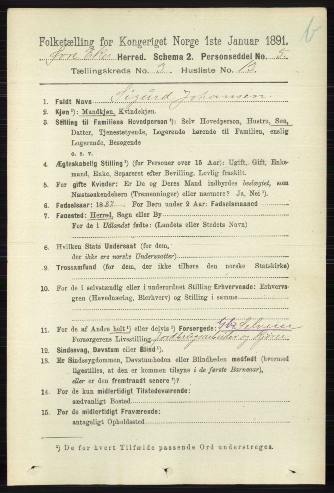 RA, 1891 census for 0624 Øvre Eiker, 1891, p. 9132