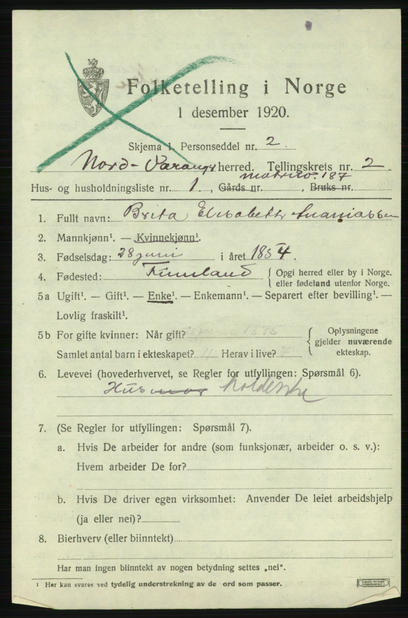 SATØ, 1920 census for Nord-Varanger, 1920, p. 956