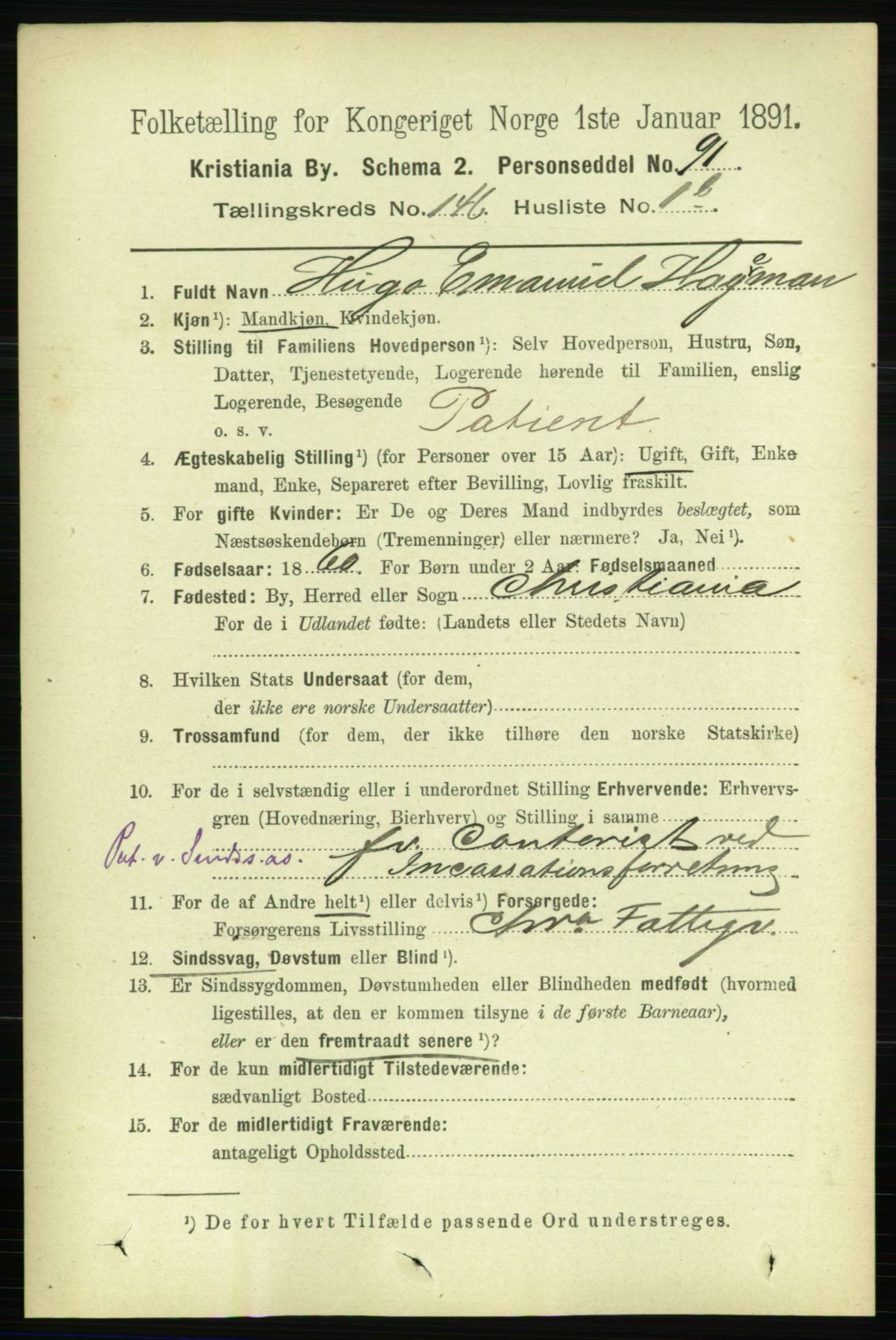 RA, 1891 census for 0301 Kristiania, 1891, p. 80634