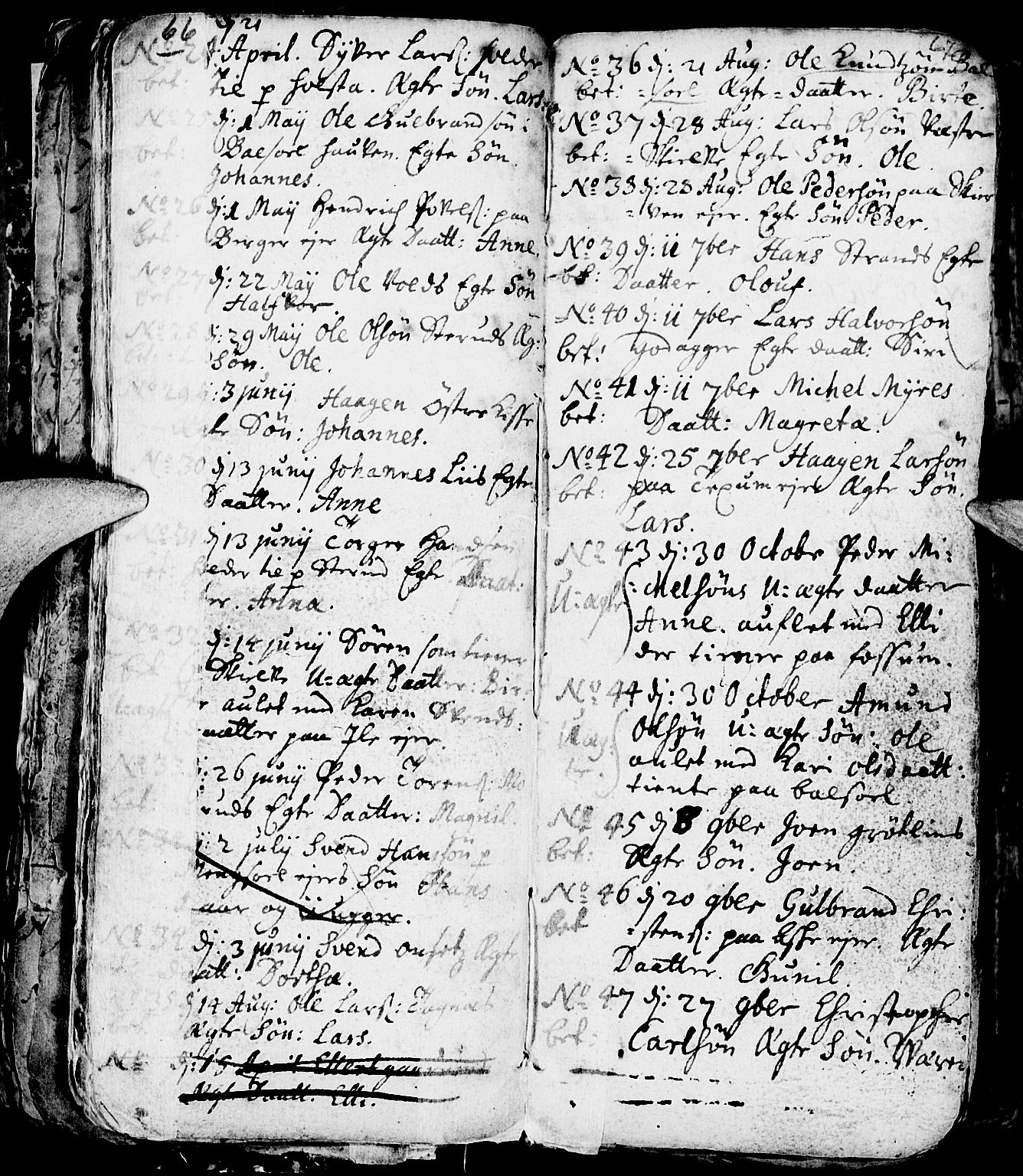 Nes prestekontor, Hedmark, AV/SAH-PREST-020/L/La/L0001: Parish register (copy) no. 1, 1663-1784, p. 66-67