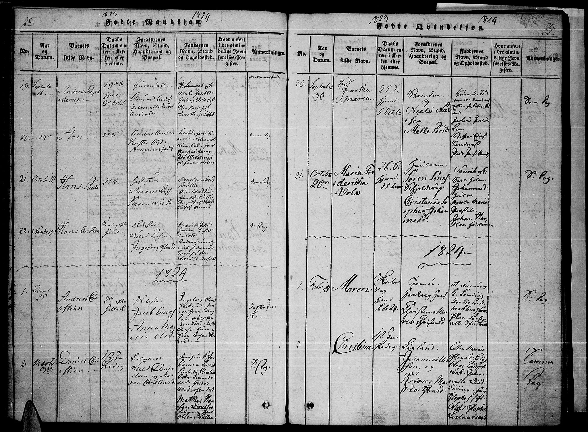 Ministerialprotokoller, klokkerbøker og fødselsregistre - Nordland, SAT/A-1459/859/L0842: Parish register (official) no. 859A02, 1821-1839, p. 28-29