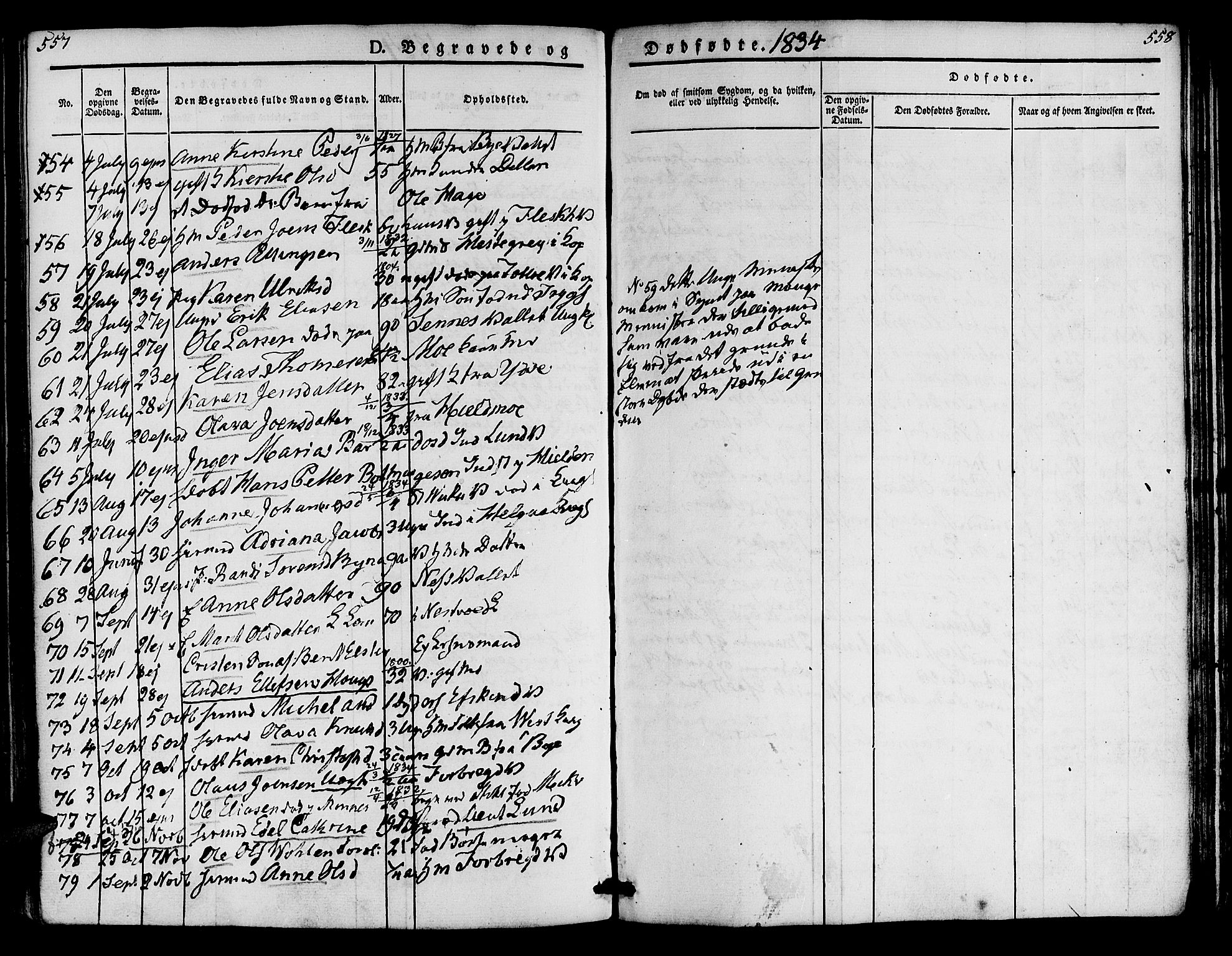 Ministerialprotokoller, klokkerbøker og fødselsregistre - Nord-Trøndelag, SAT/A-1458/723/L0238: Parish register (official) no. 723A07, 1831-1840, p. 557-558