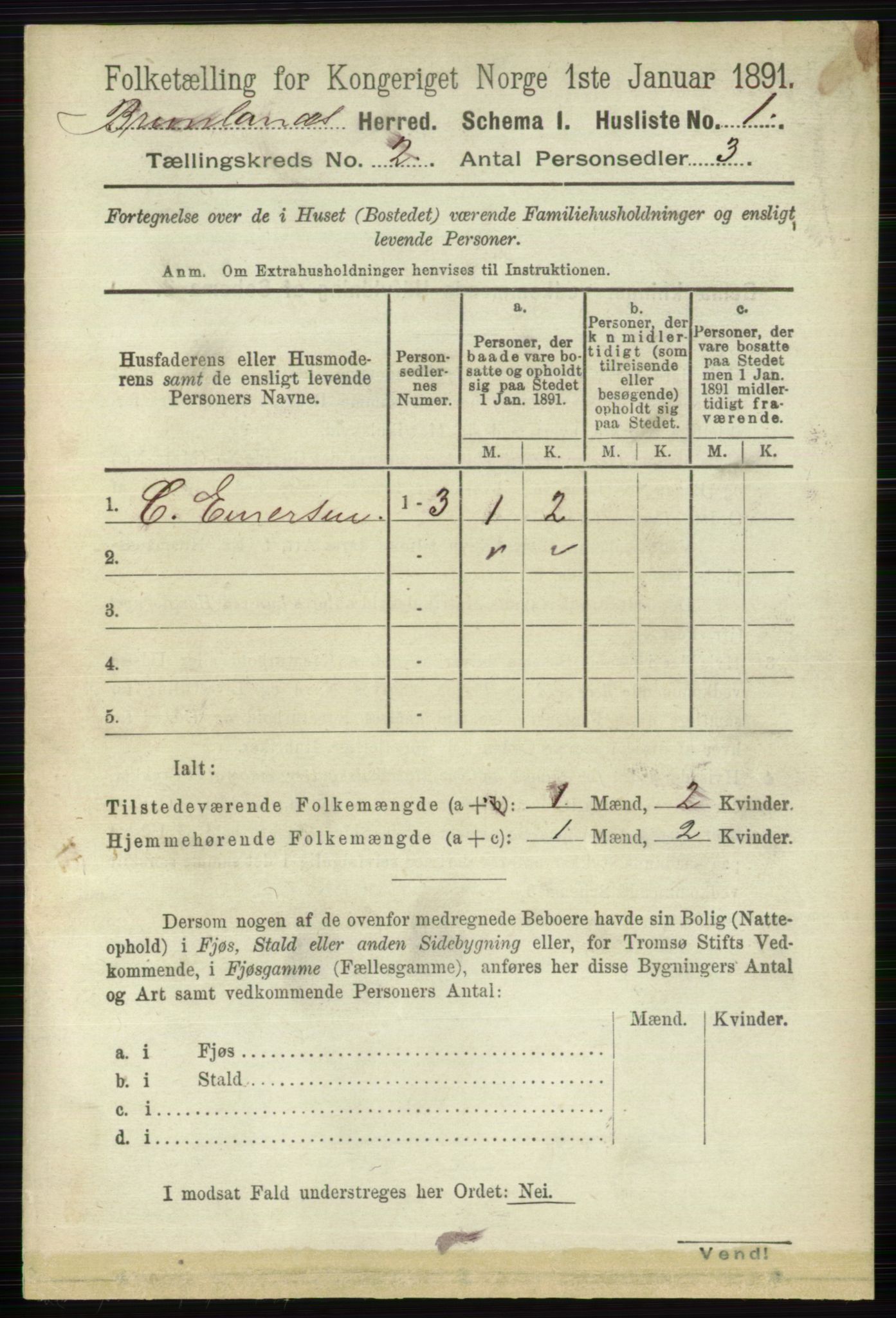 RA, 1891 census for 0726 Brunlanes, 1891, p. 601