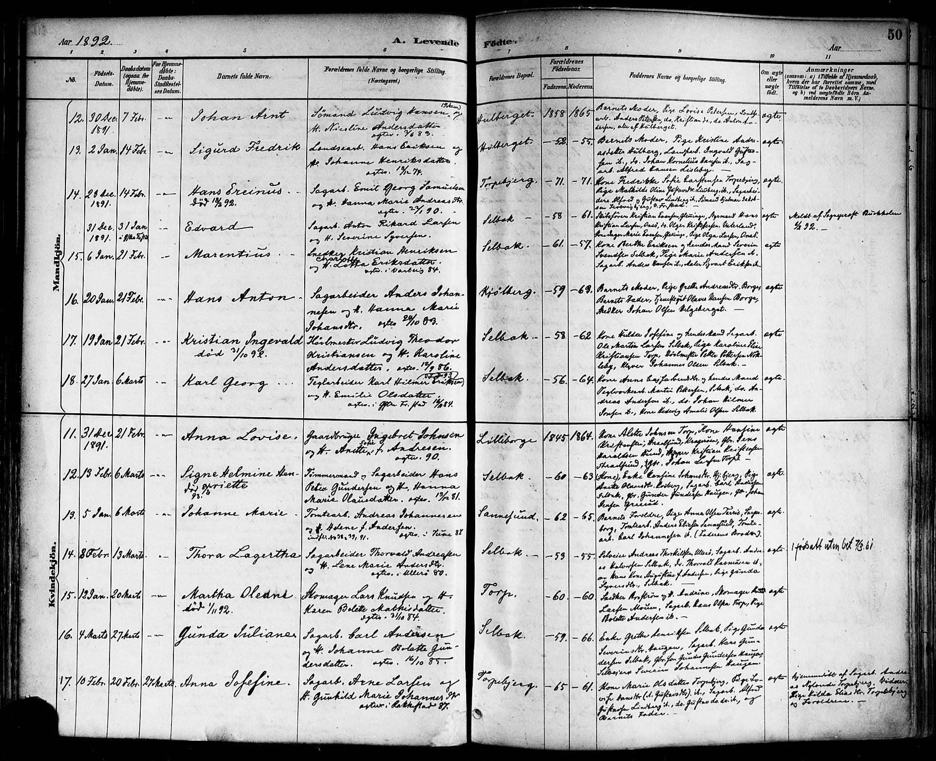 Borge prestekontor Kirkebøker, SAO/A-10903/F/Fa/L0008: Parish register (official) no. I 8A, 1887-1902, p. 50