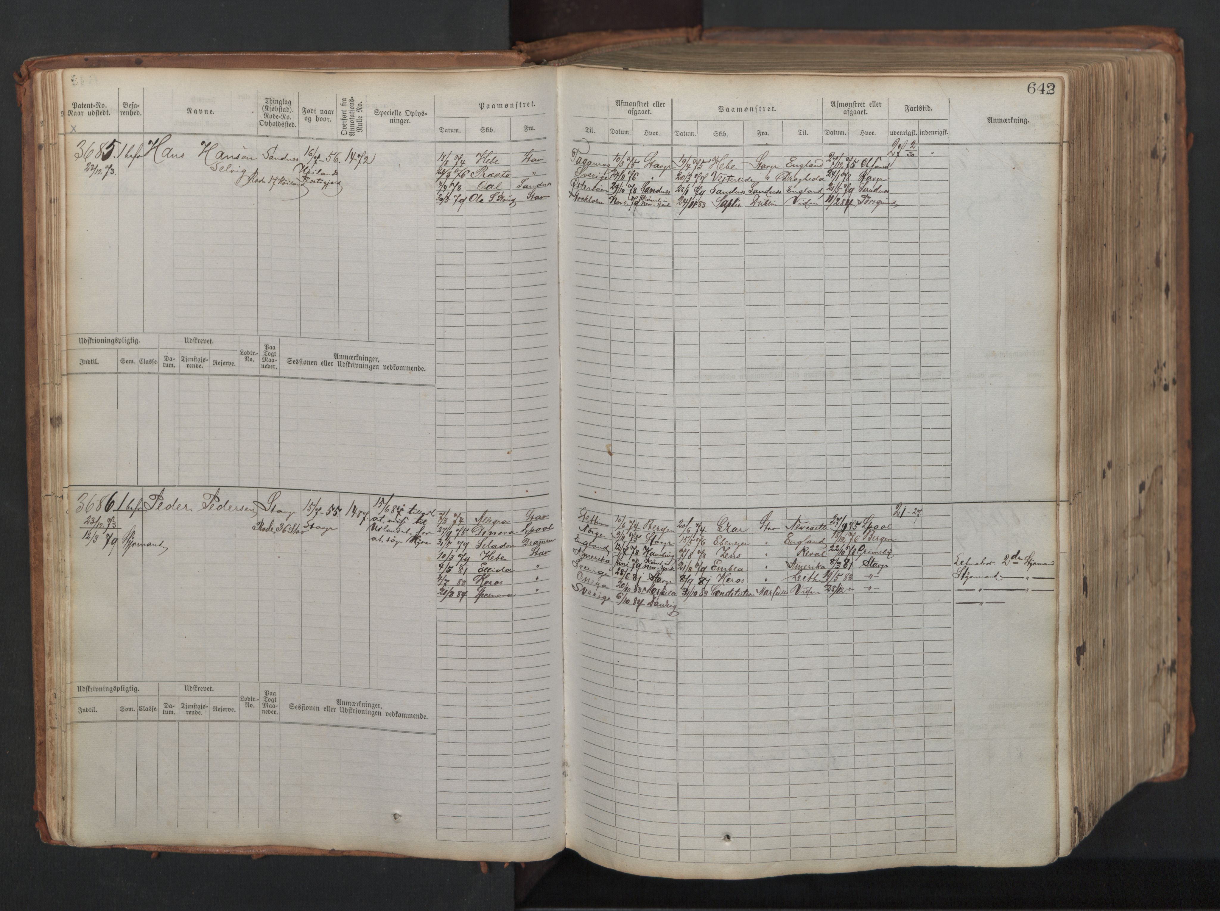 Stavanger sjømannskontor, AV/SAST-A-102006/F/Fb/Fbb/L0008: Sjøfartshovedrulle, patentnr. 3605-4804, 1873, p. 53