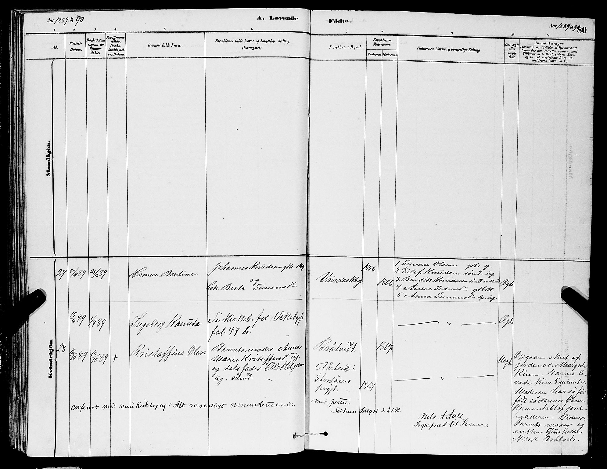 Sveio Sokneprestembete, AV/SAB-A-78501/H/Hab: Parish register (copy) no. A 3, 1878-1896, p. 80