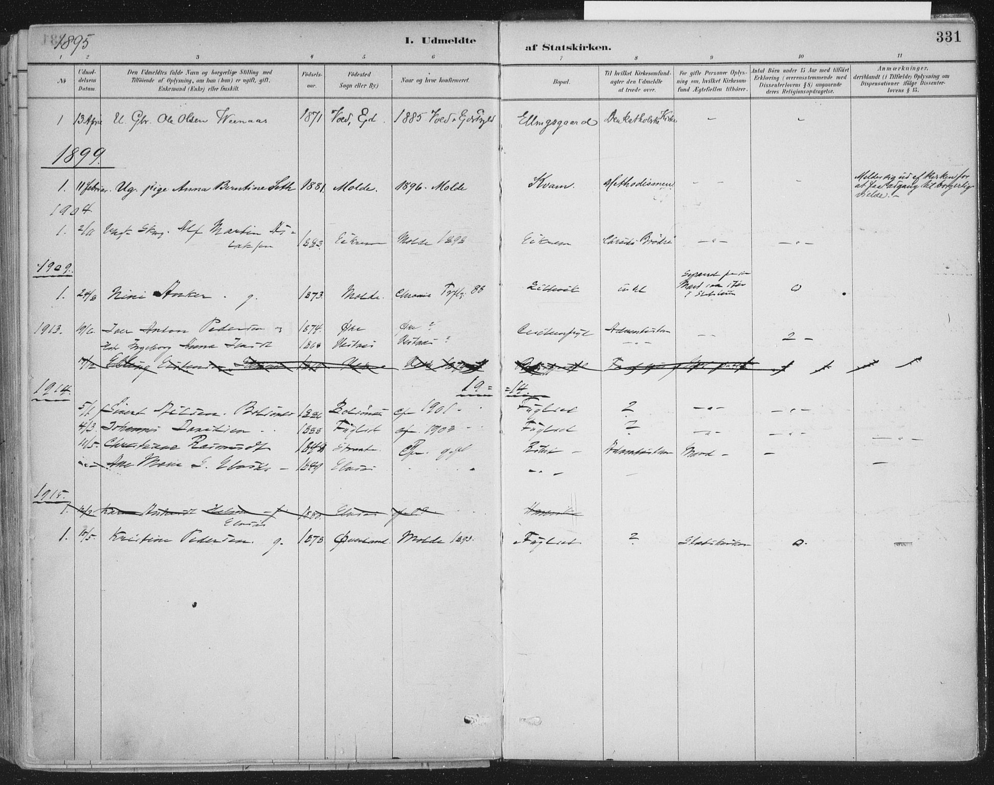 Ministerialprotokoller, klokkerbøker og fødselsregistre - Møre og Romsdal, SAT/A-1454/555/L0658: Parish register (official) no. 555A09, 1887-1917, p. 331