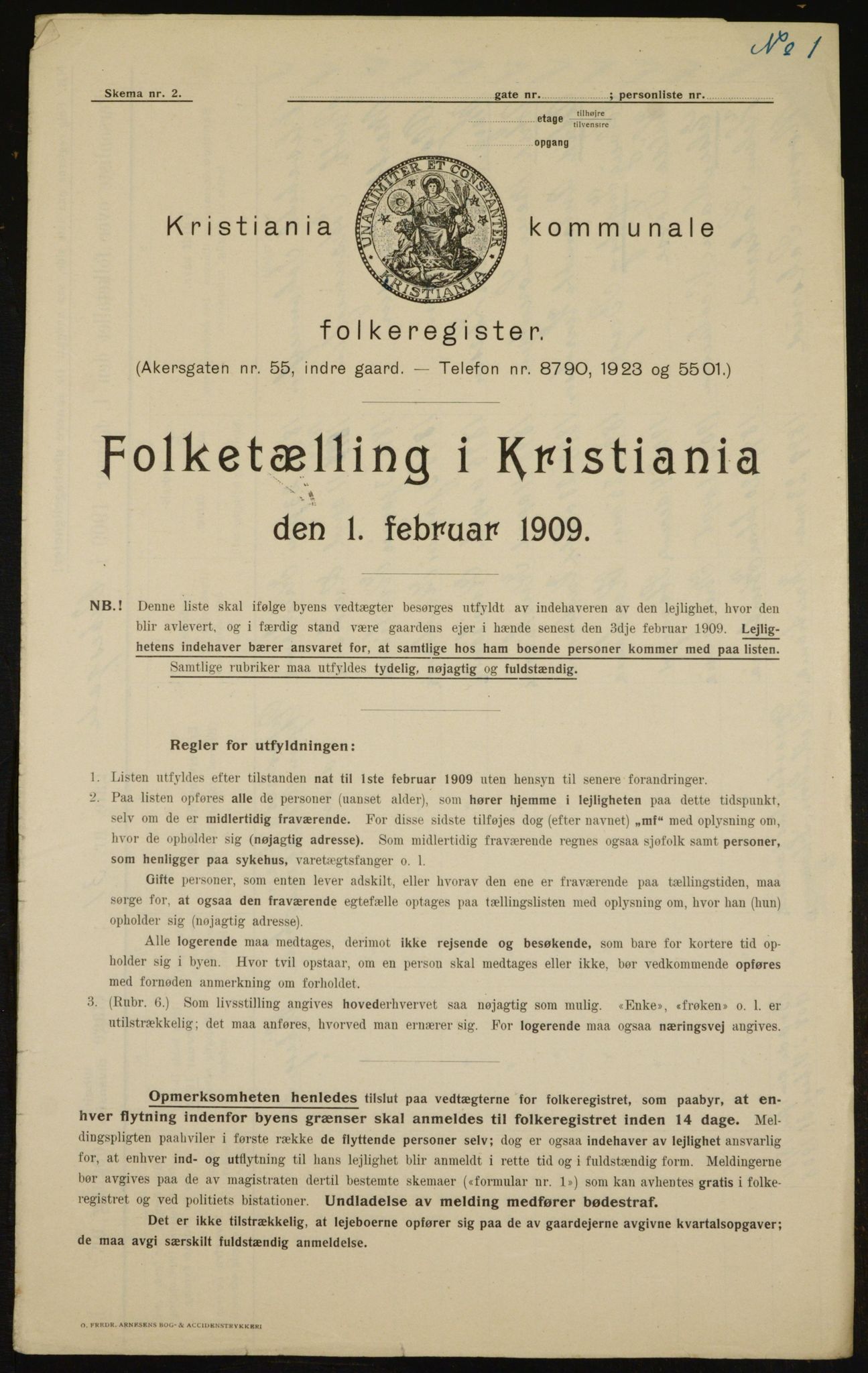 OBA, Municipal Census 1909 for Kristiania, 1909, p. 112002