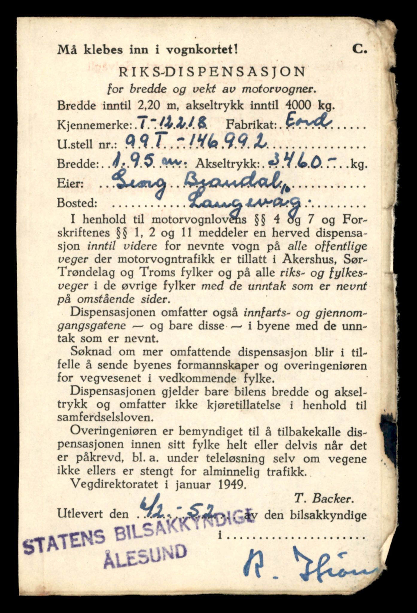 Møre og Romsdal vegkontor - Ålesund trafikkstasjon, AV/SAT-A-4099/F/Fe/L0033: Registreringskort for kjøretøy T 12151 - T 12474, 1927-1998, p. 1785