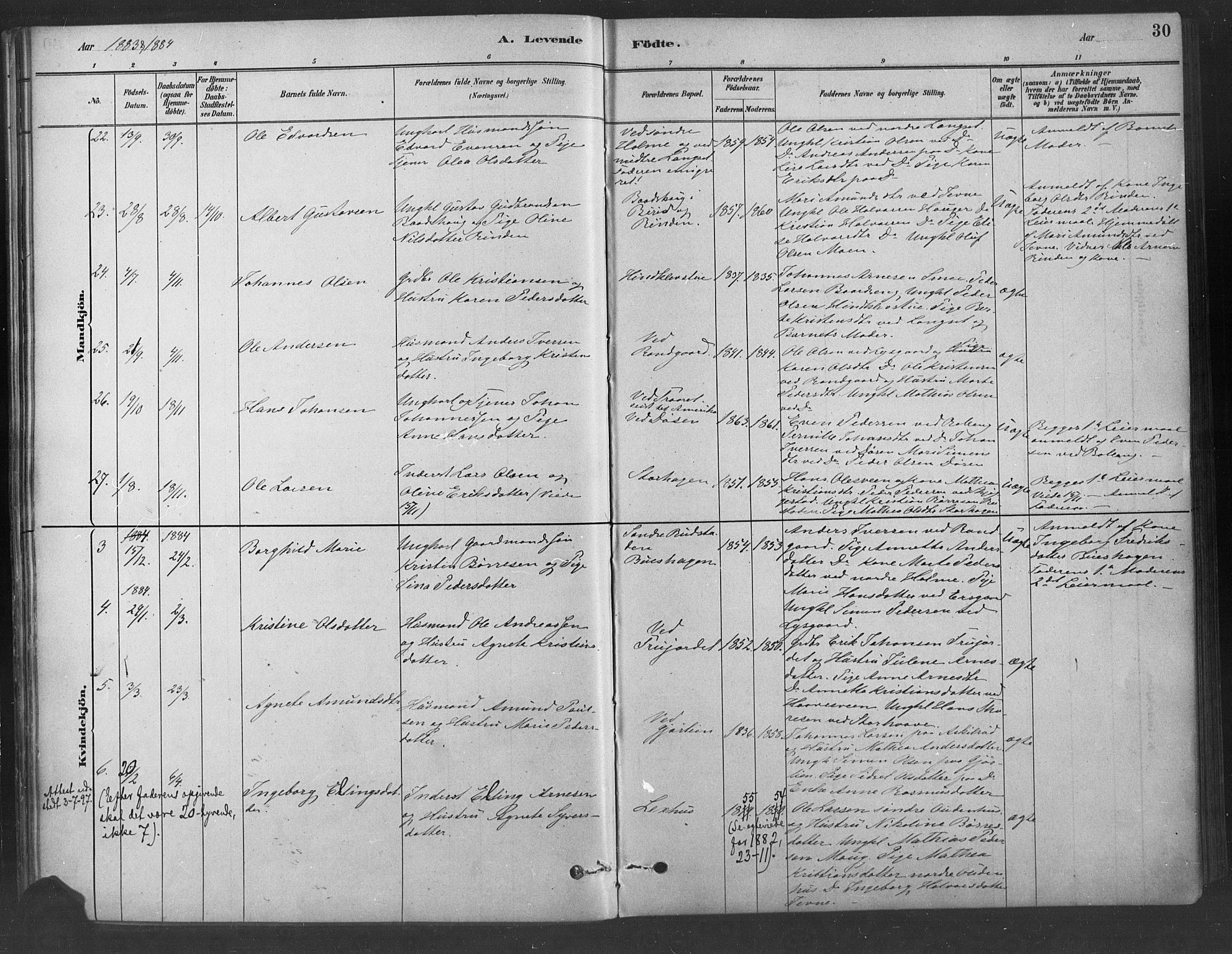 Fåberg prestekontor, SAH/PREST-086/H/Ha/Haa/L0009: Parish register (official) no. 9, 1879-1898, p. 30