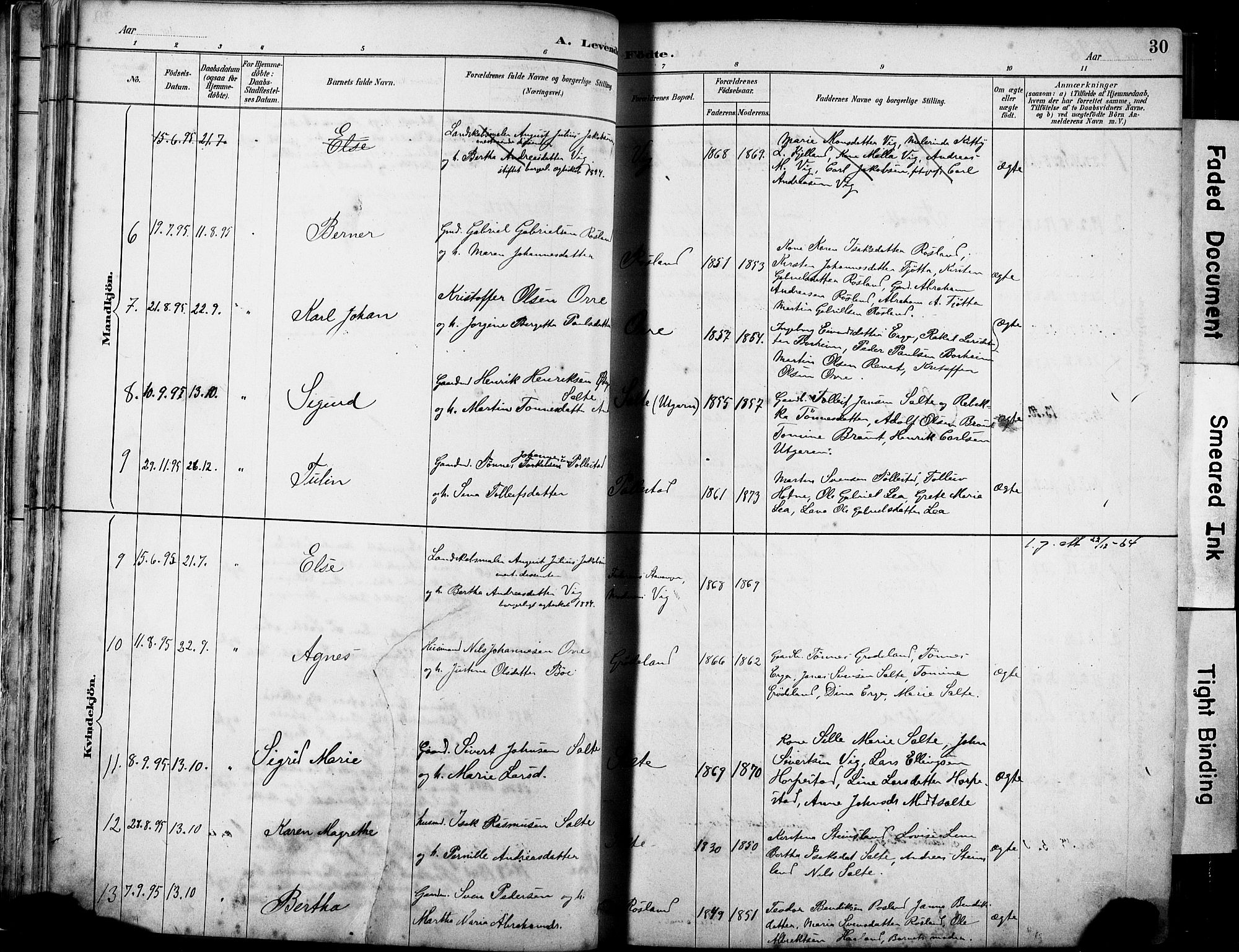 Klepp sokneprestkontor, AV/SAST-A-101803/001/3/30BA/L0007: Parish register (official) no. A 8, 1886-1912, p. 30