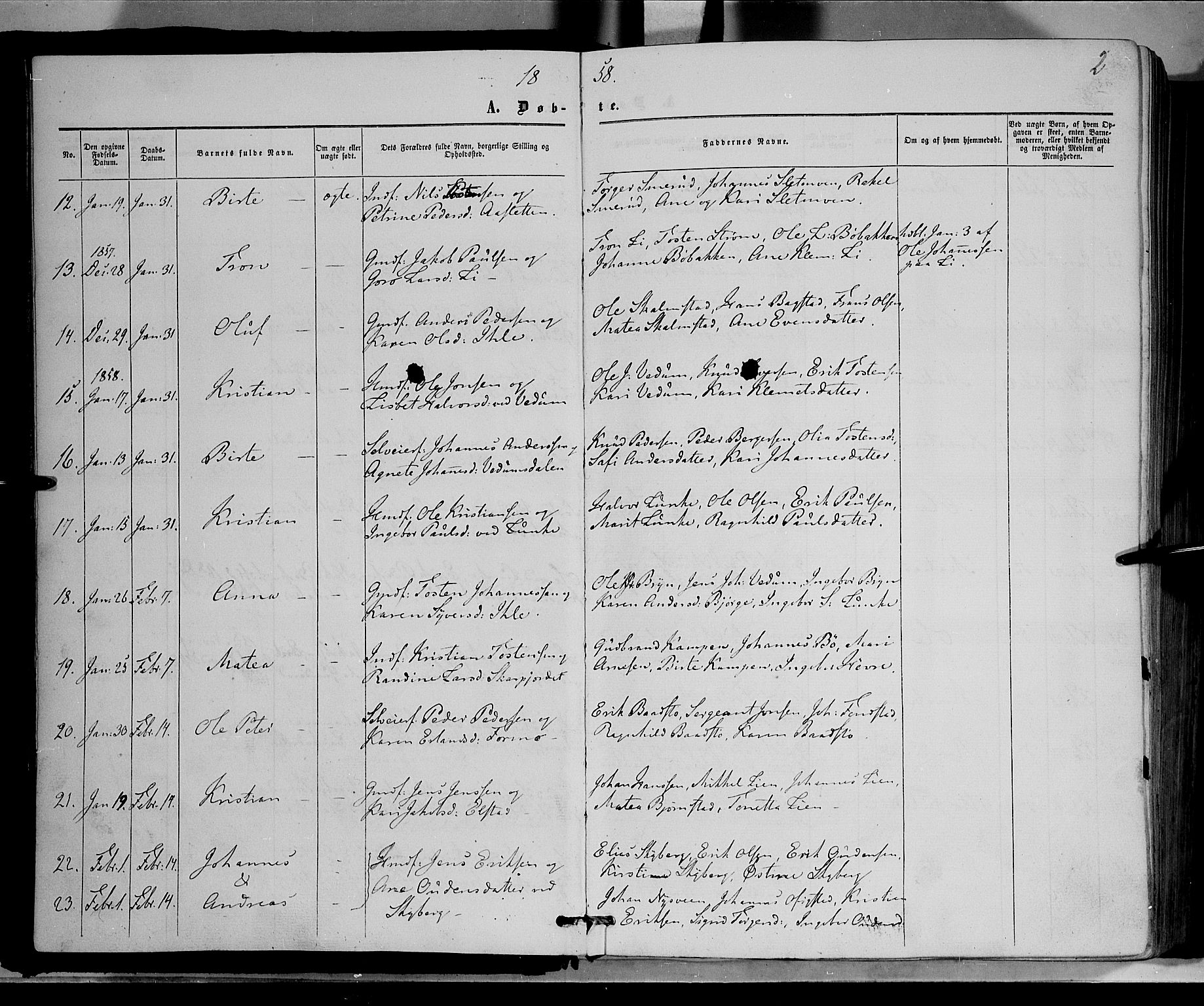 Øyer prestekontor, SAH/PREST-084/H/Ha/Haa/L0006: Parish register (official) no. 6, 1858-1874, p. 2