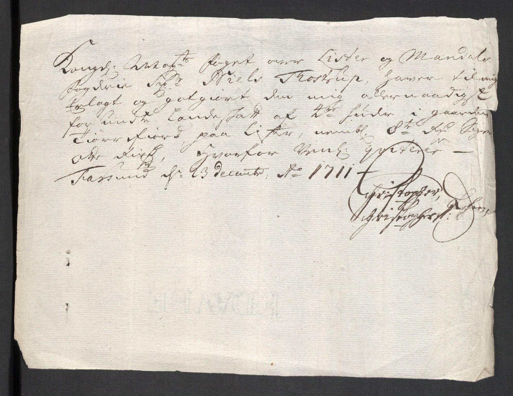 Rentekammeret inntil 1814, Reviderte regnskaper, Fogderegnskap, AV/RA-EA-4092/R43/L2554: Fogderegnskap Lista og Mandal, 1711, p. 153