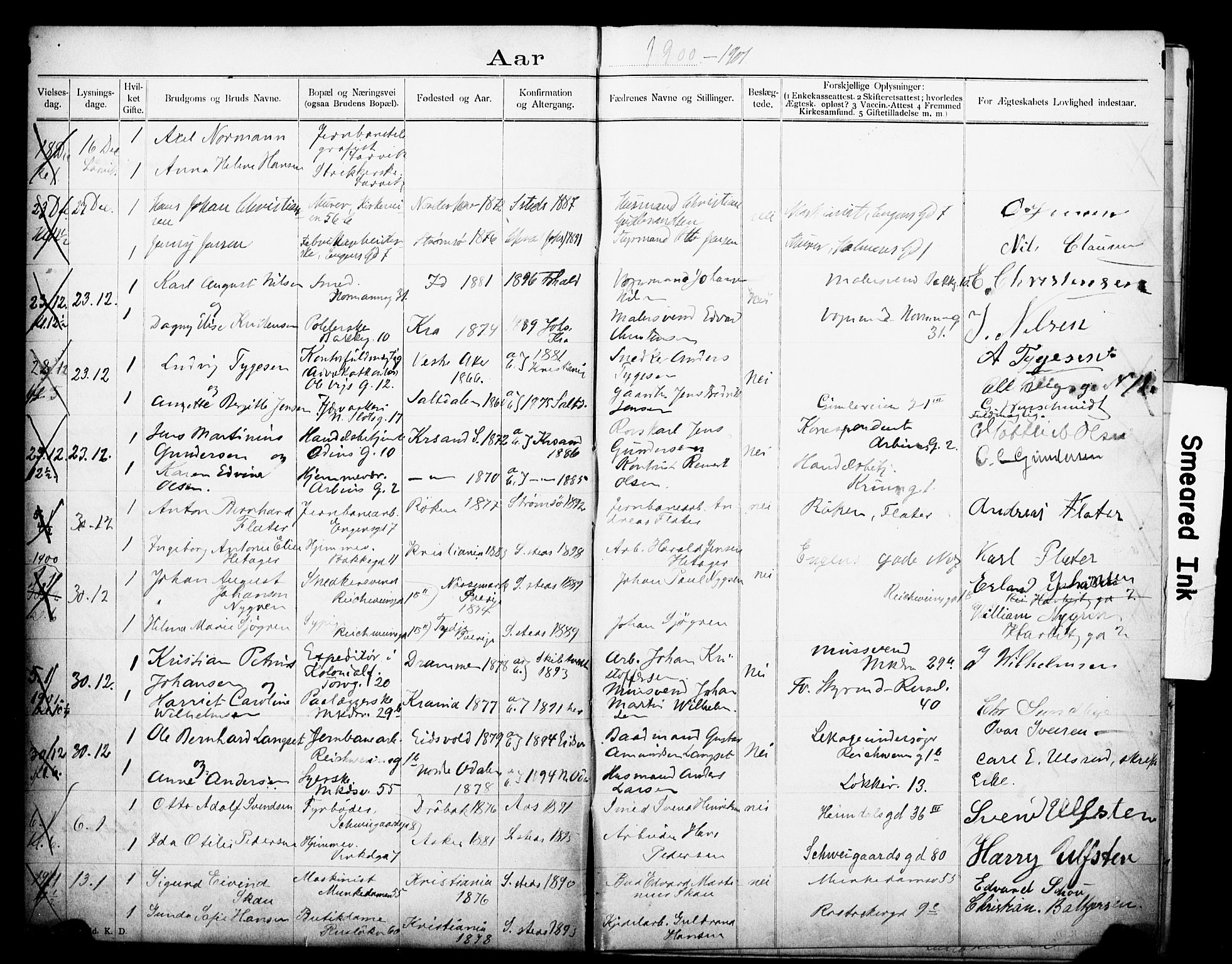 Johannes prestekontor Kirkebøker, AV/SAO-A-10852/H/Ha/L0004: Banns register no. 4, 1900-1912