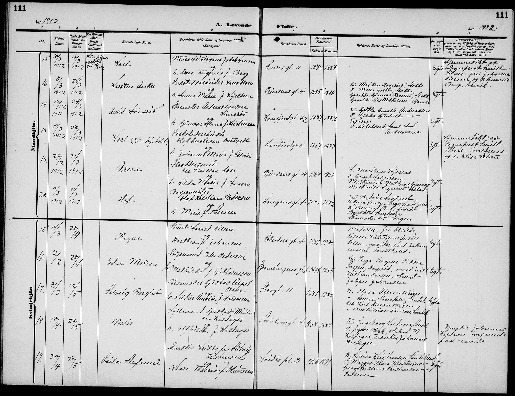 Sandefjord kirkebøker, AV/SAKO-A-315/G/Ga/L0003: Parish register (copy) no. 3, 1903-1920, p. 111