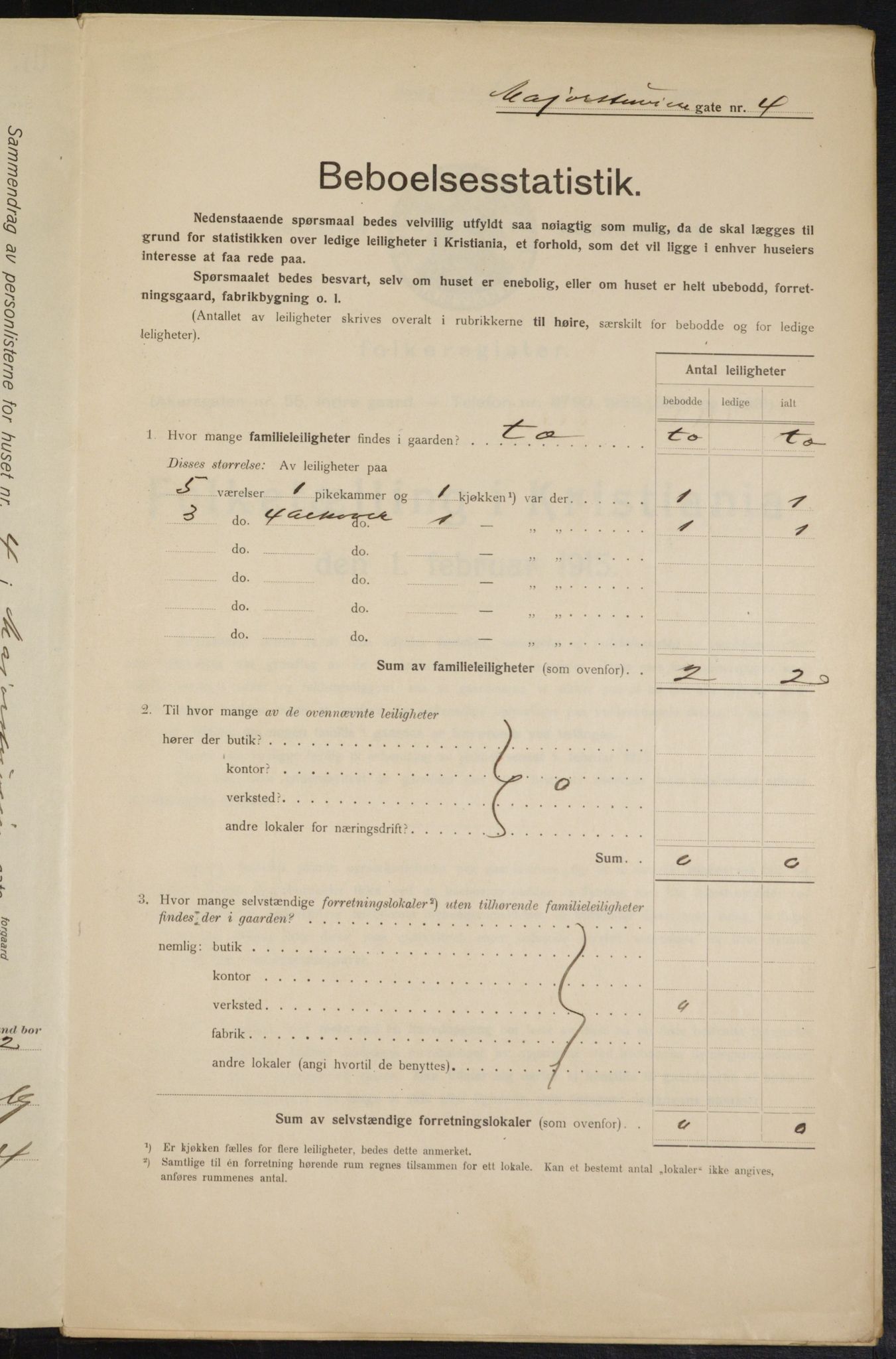 OBA, Municipal Census 1915 for Kristiania, 1915, p. 58985