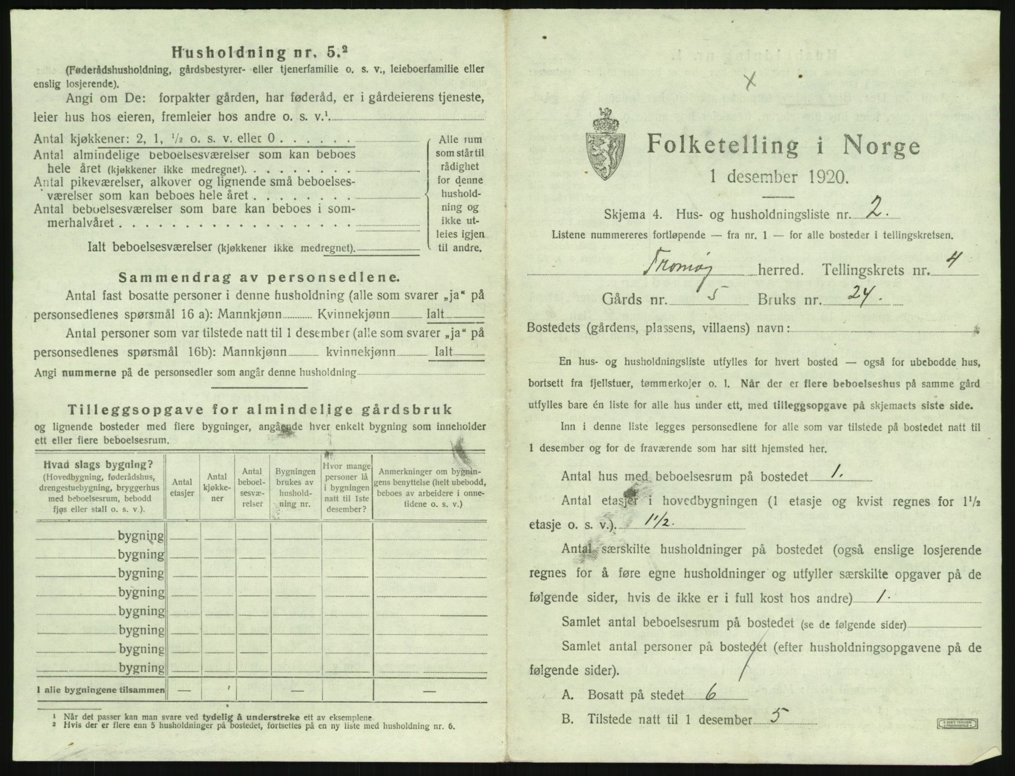 SAK, 1920 census for Tromøy, 1920, p. 333