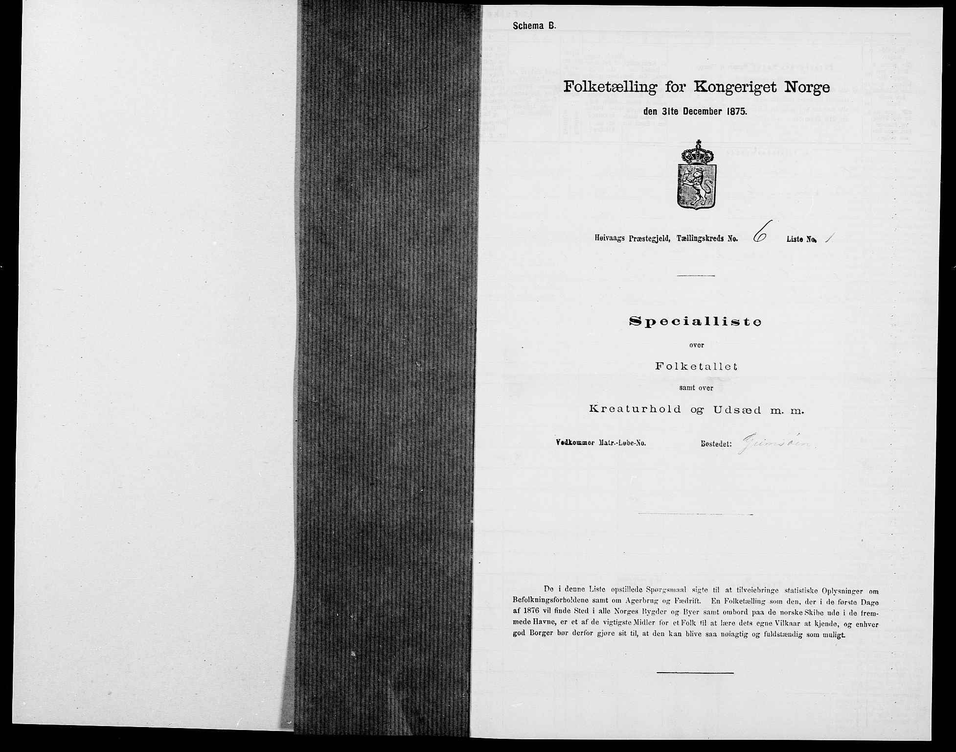 SAK, 1875 census for 0927P Høvåg, 1875, p. 669