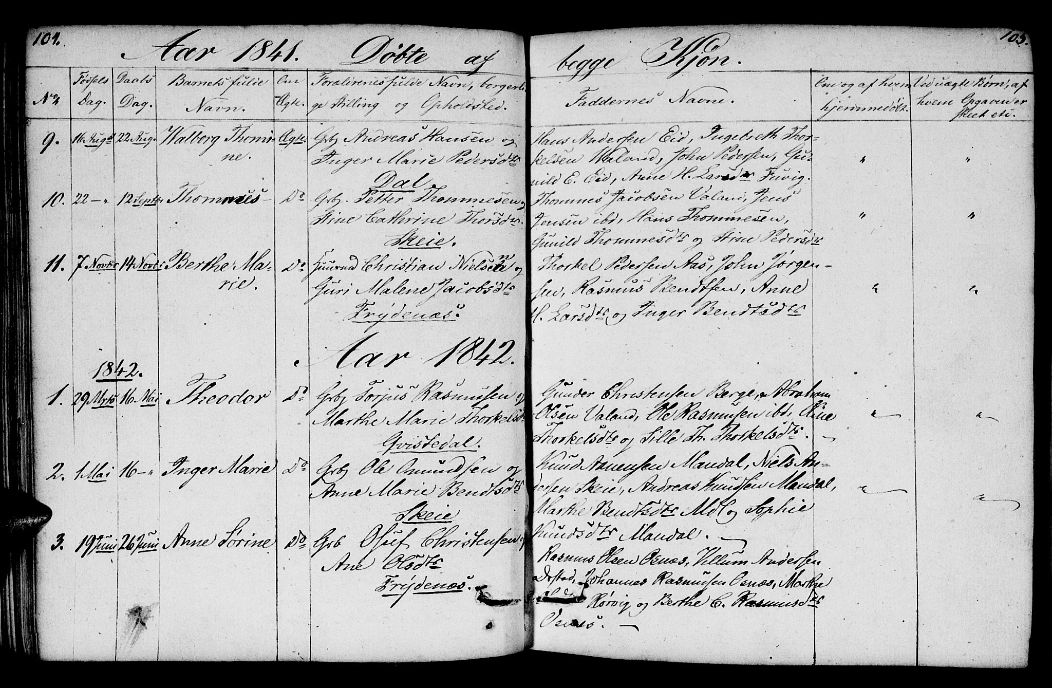 Mandal sokneprestkontor, SAK/1111-0030/F/Fb/Fbb/L0001: Parish register (copy) no. B 1, 1802-1846, p. 104-105