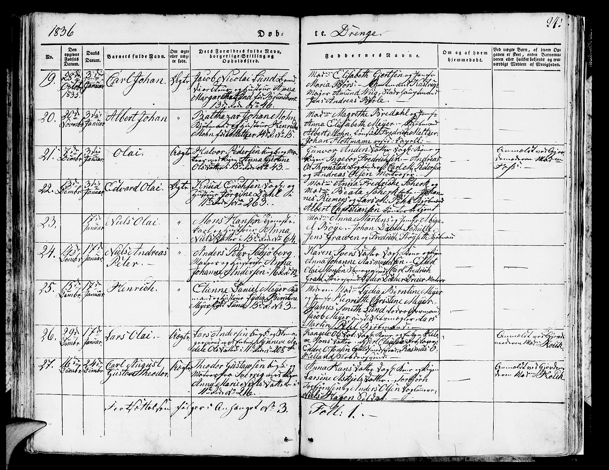 Domkirken sokneprestembete, SAB/A-74801/H/Hab/L0007: Parish register (copy) no. A 7, 1832-1836, p. 94