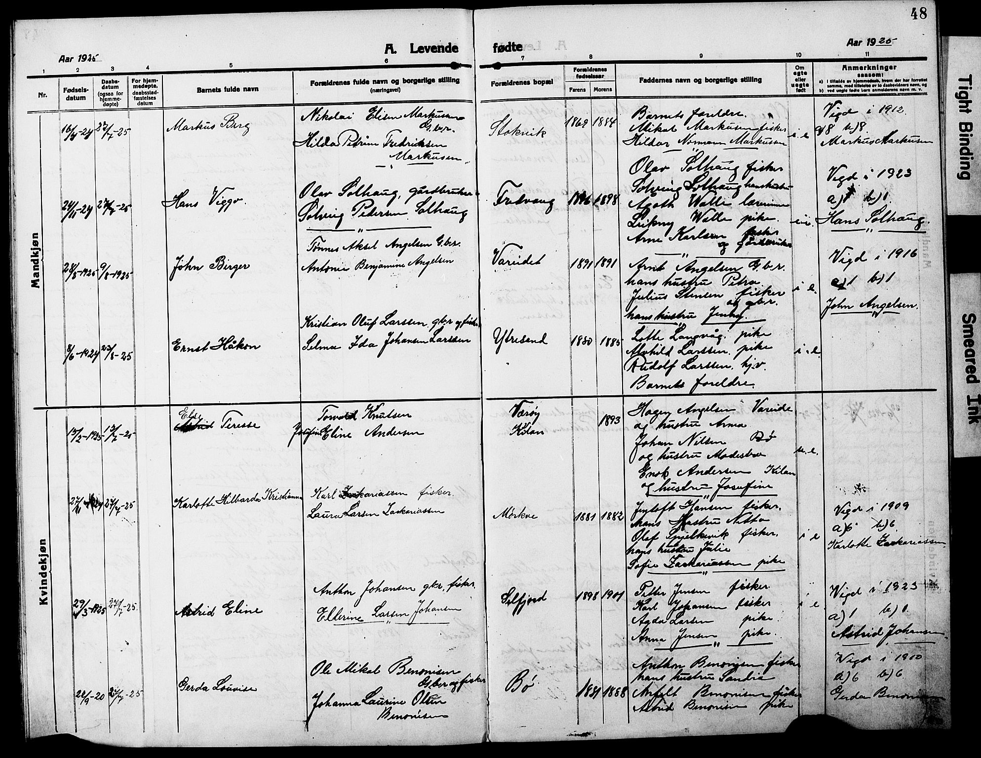 Ministerialprotokoller, klokkerbøker og fødselsregistre - Nordland, AV/SAT-A-1459/885/L1215: Parish register (copy) no. 885C04, 1916-1929, p. 48