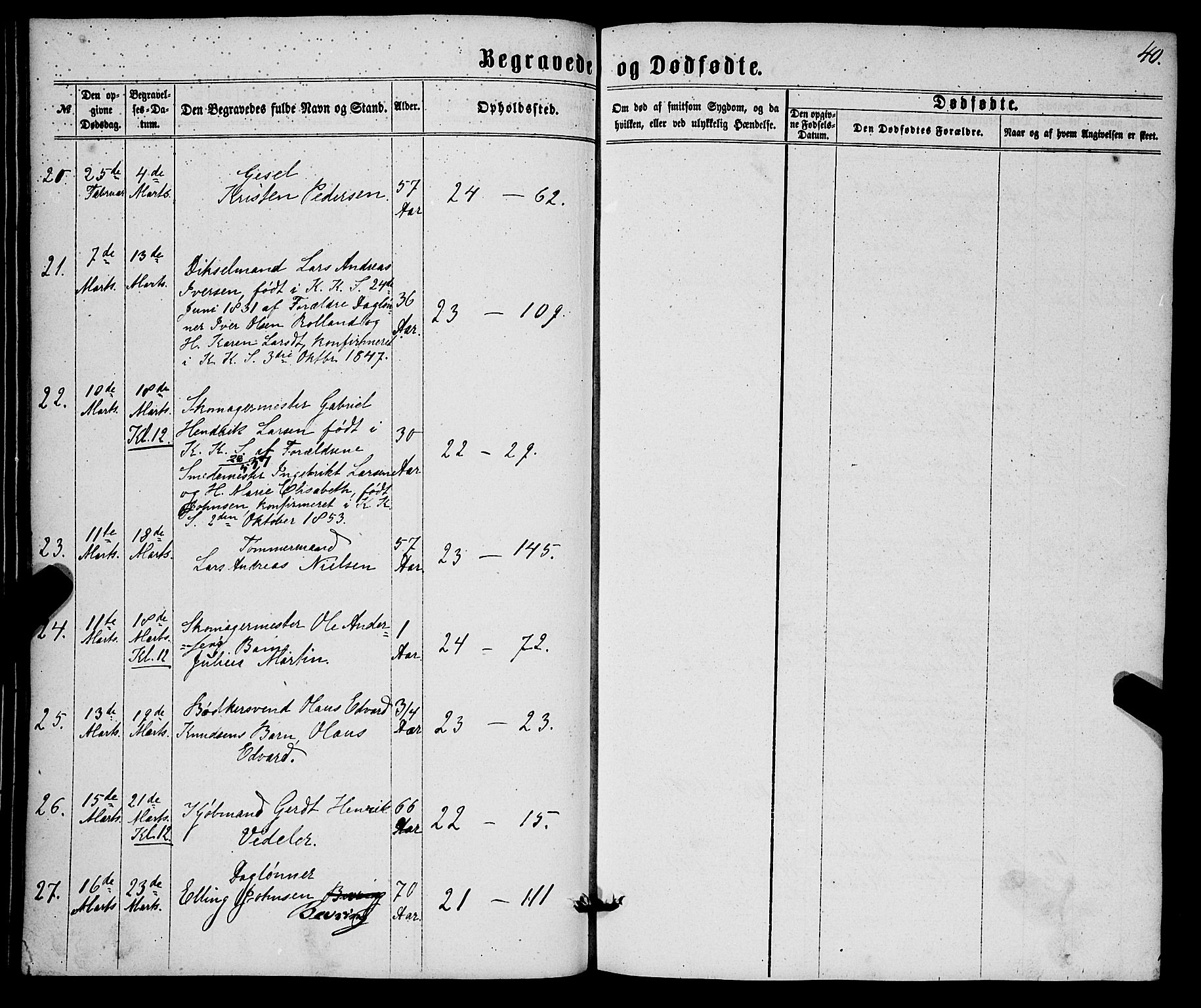 Korskirken sokneprestembete, AV/SAB-A-76101/H/Haa/L0045: Parish register (official) no. E 3, 1863-1875, p. 40