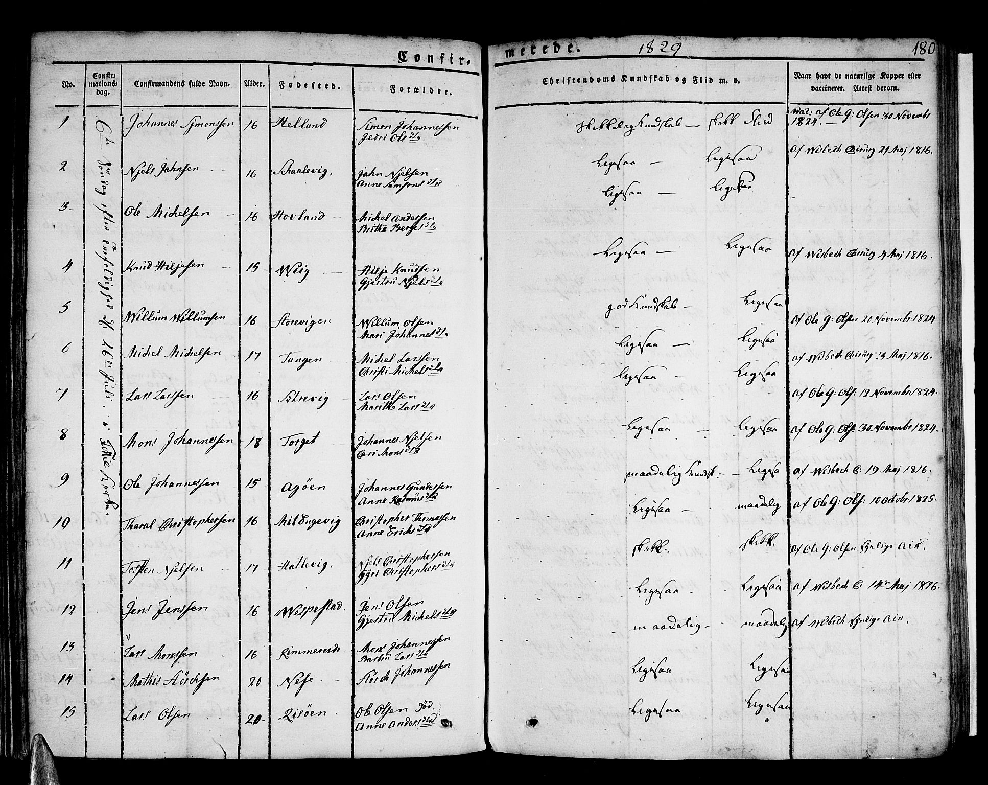 Stord sokneprestembete, AV/SAB-A-78201/H/Haa: Parish register (official) no. A 6, 1826-1840, p. 180