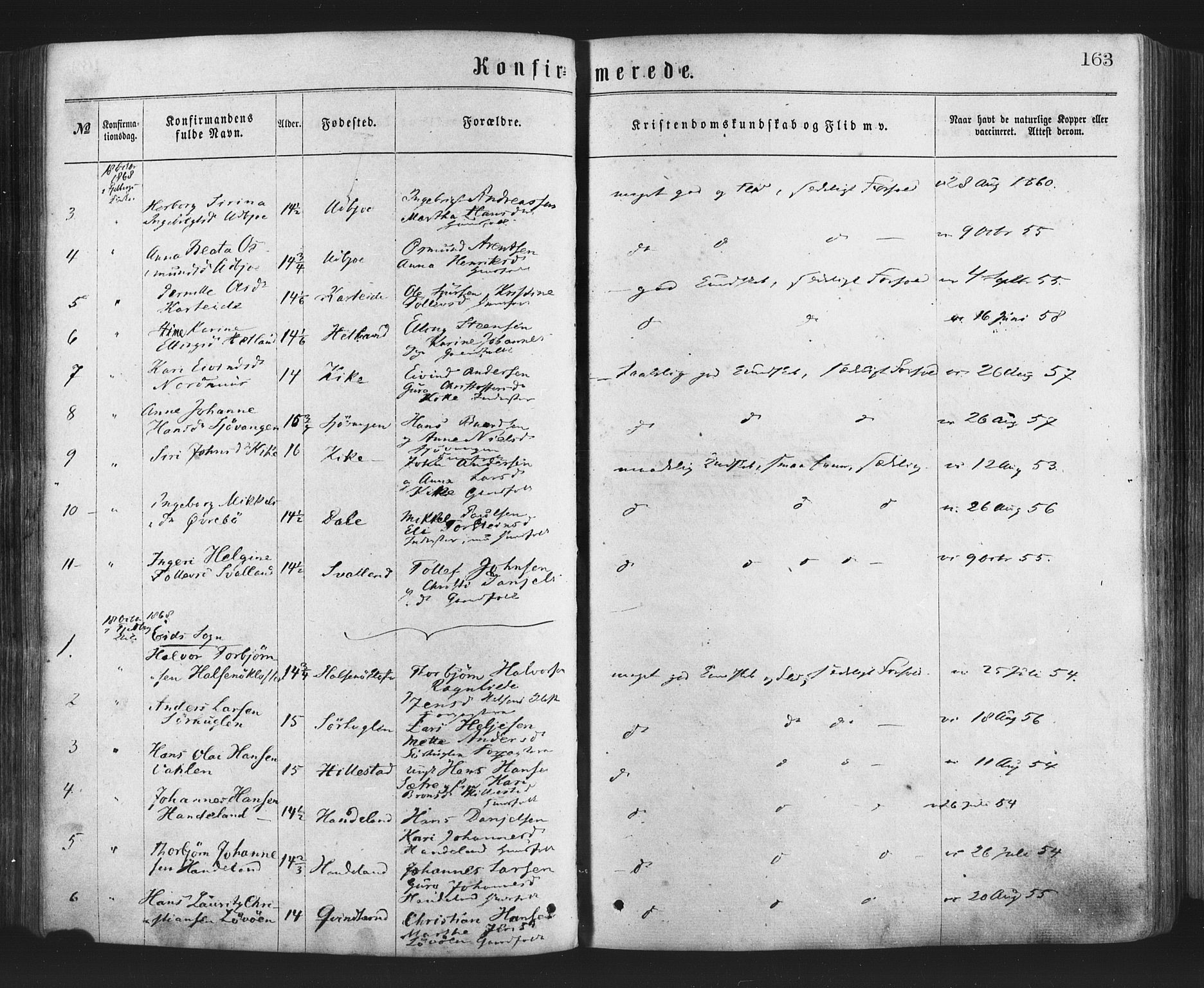 Fjelberg sokneprestembete, AV/SAB-A-75201/H/Haa: Parish register (official) no. A 8, 1866-1879, p. 163