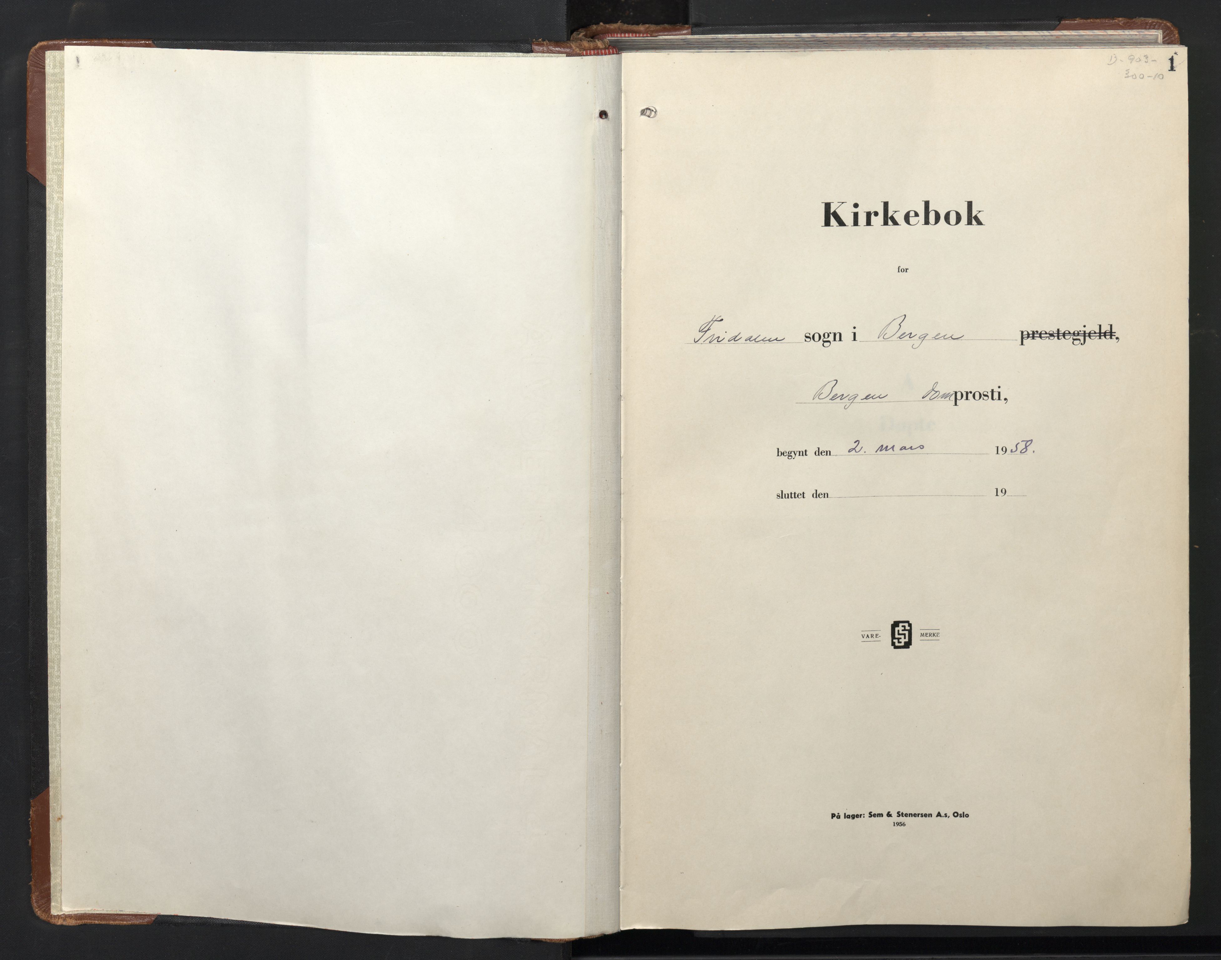 Fridalen sokneprestembete, SAB/A-99933: Parish register (copy) no. A 1, 1958-1973, p. 1b-2a