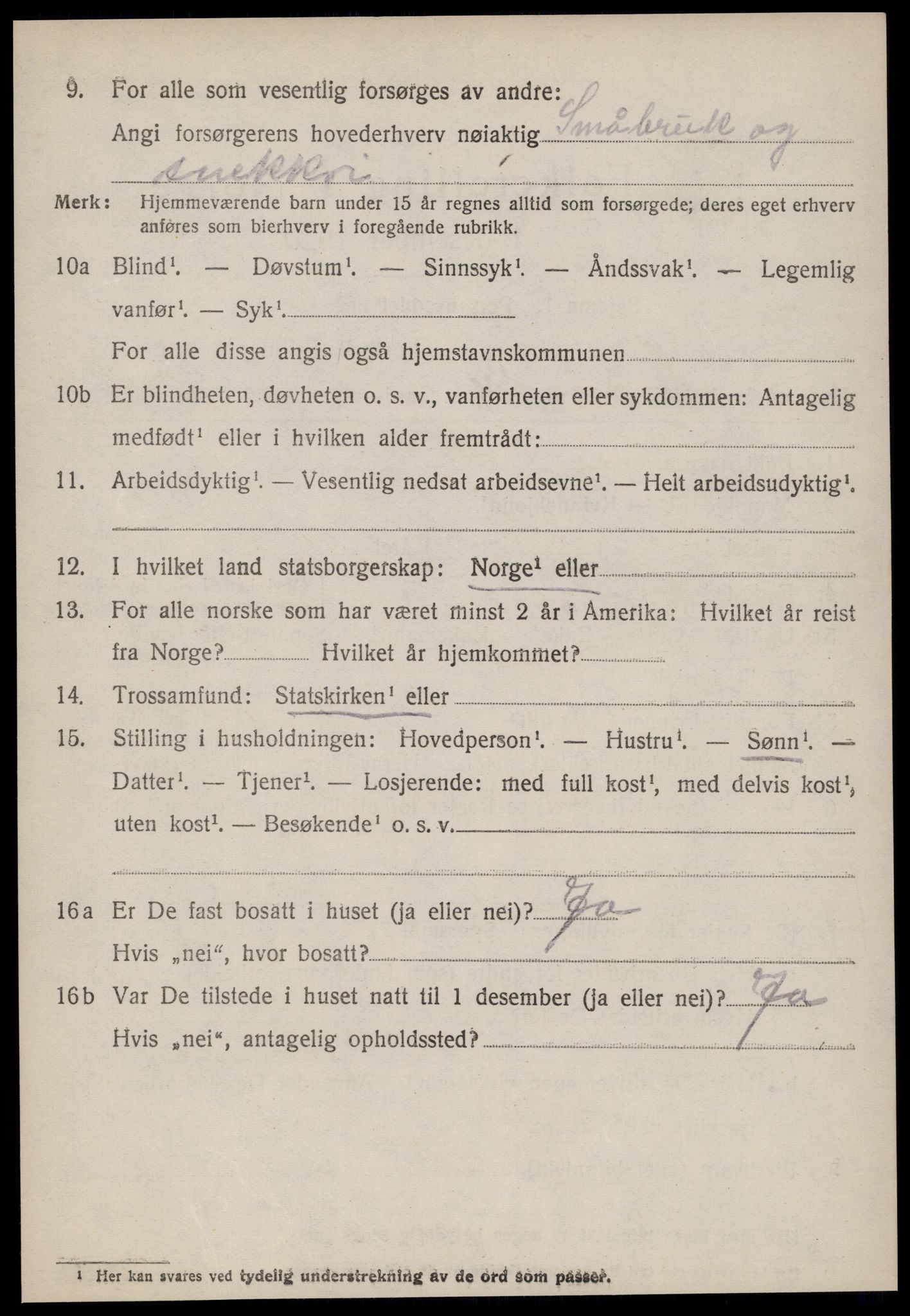 SAT, 1920 census for Vatne, 1920, p. 2553