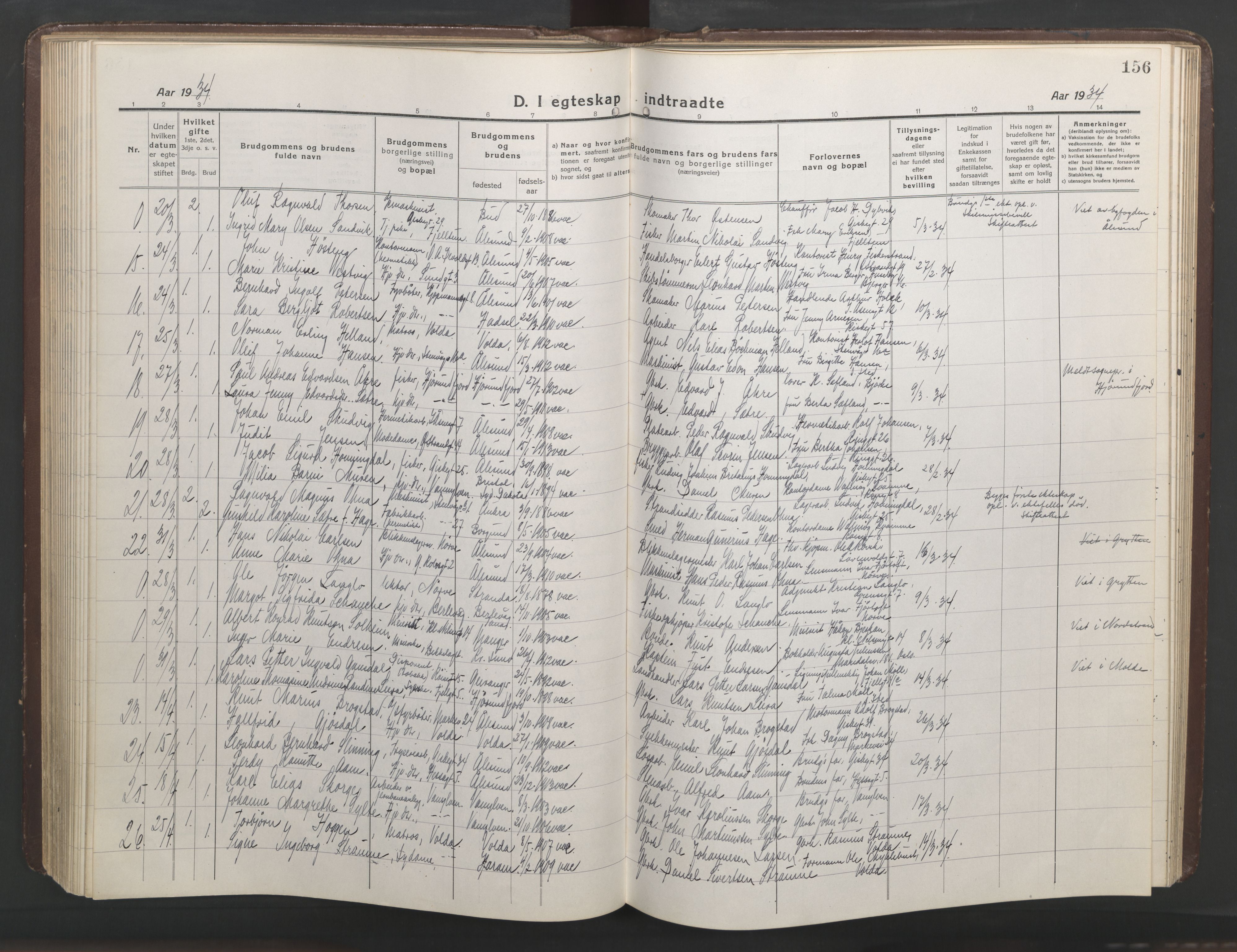 Ministerialprotokoller, klokkerbøker og fødselsregistre - Møre og Romsdal, AV/SAT-A-1454/529/L0473: Parish register (copy) no. 529C10, 1918-1941, p. 156