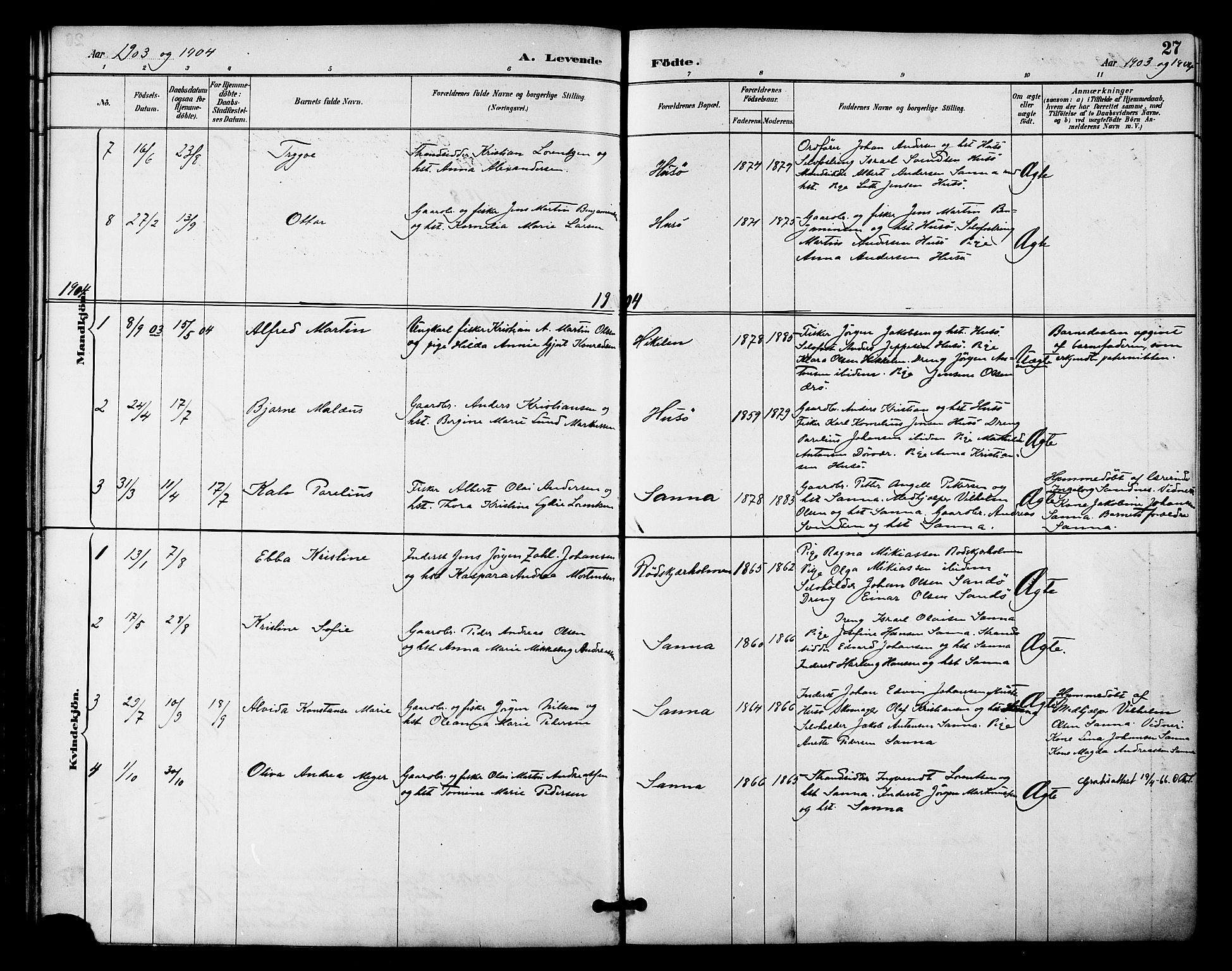 Ministerialprotokoller, klokkerbøker og fødselsregistre - Nordland, SAT/A-1459/840/L0580: Parish register (official) no. 840A02, 1887-1909, p. 27