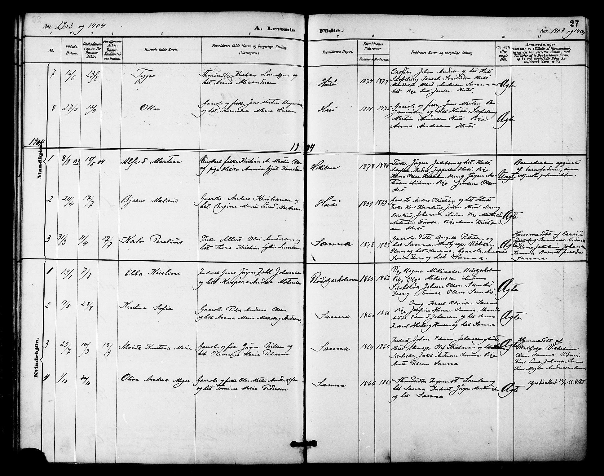 Ministerialprotokoller, klokkerbøker og fødselsregistre - Nordland, AV/SAT-A-1459/840/L0580: Parish register (official) no. 840A02, 1887-1909, p. 27